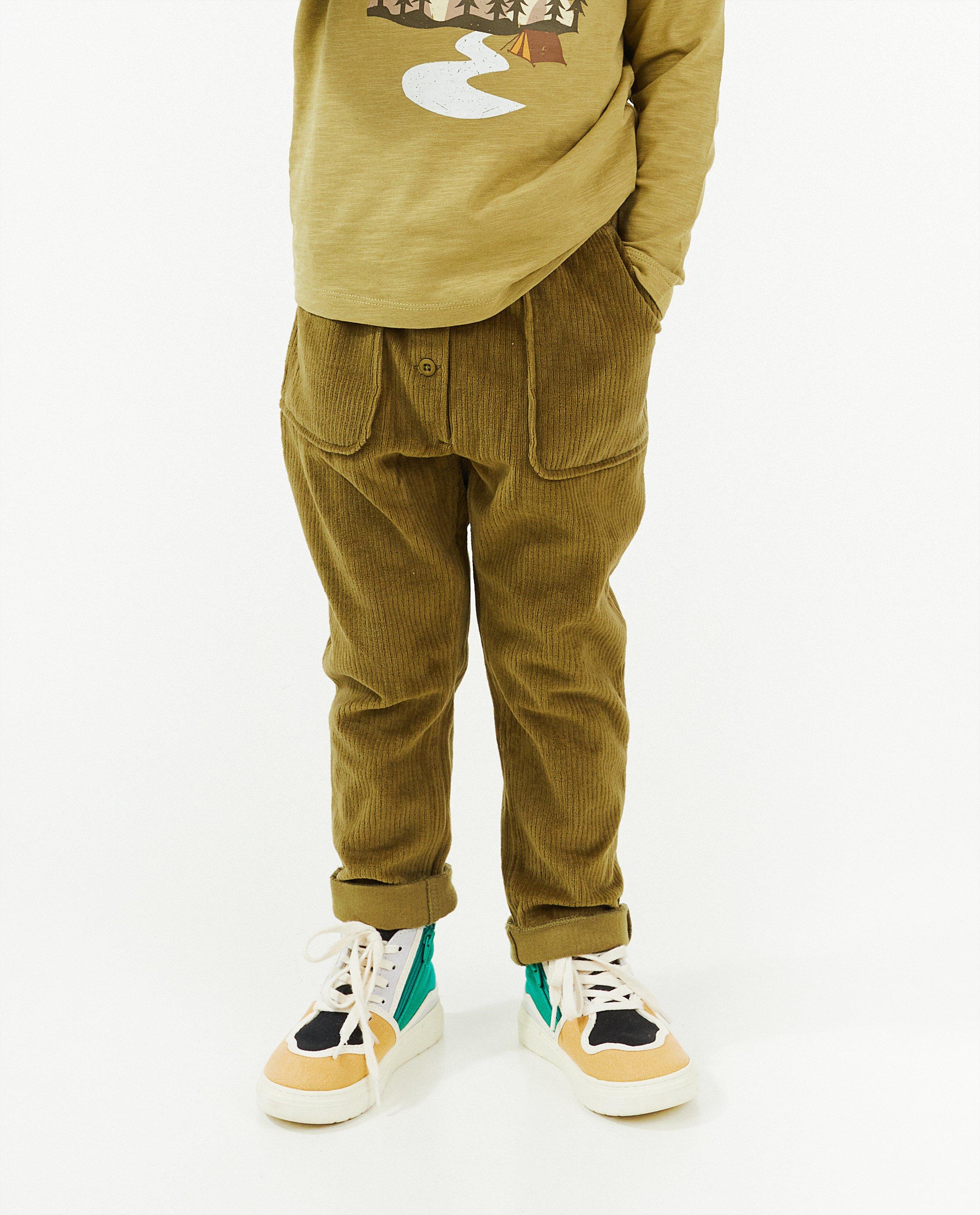 Pantalons - Pantalon vert en velours côtelé