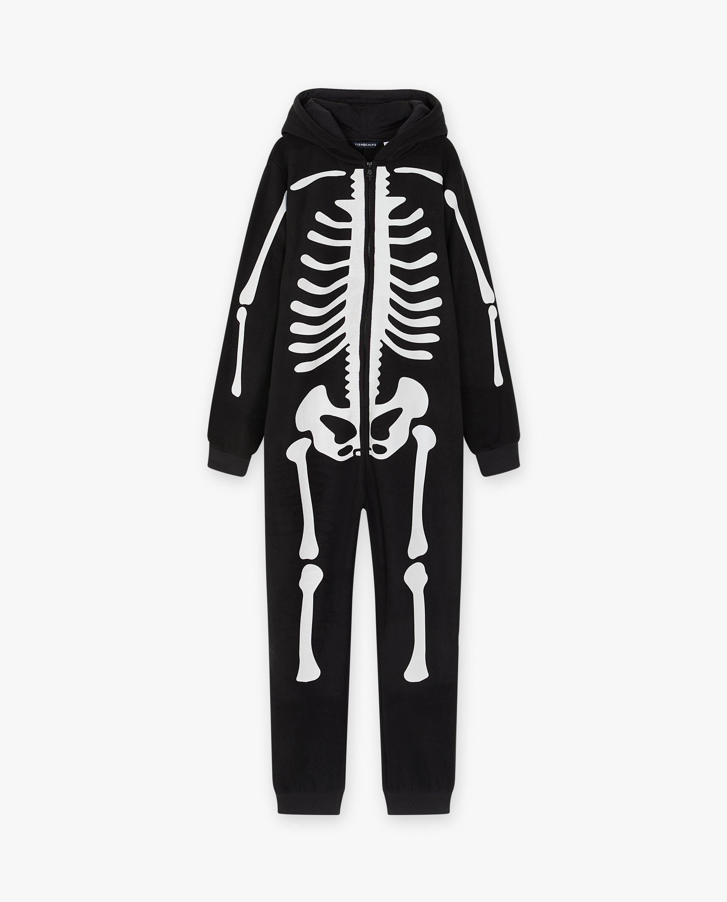 Nachtkleding - Onesie met skeletprint, 7-14 jaar