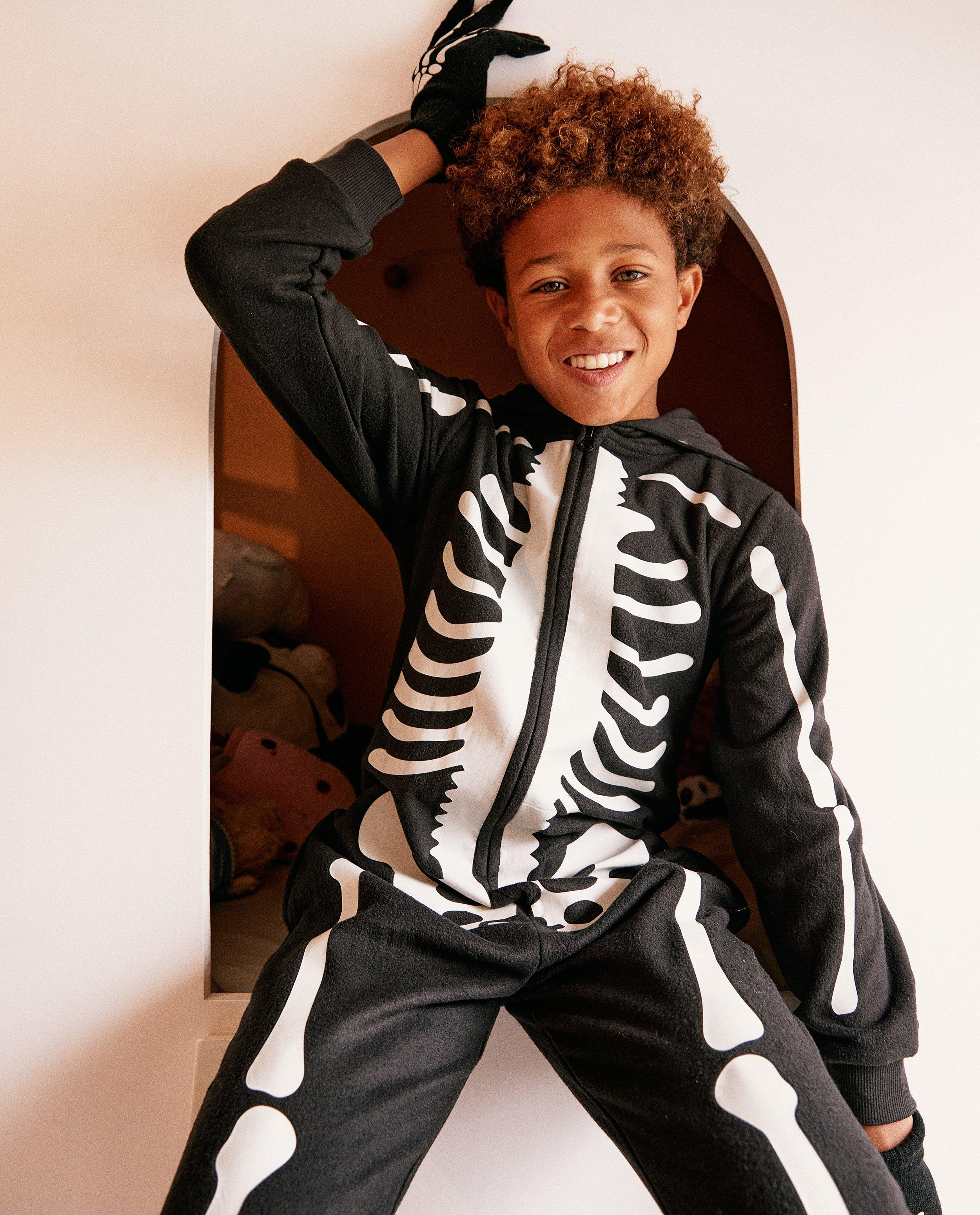 Nachtkleding - Onesie met skeletprint, 7-14 jaar