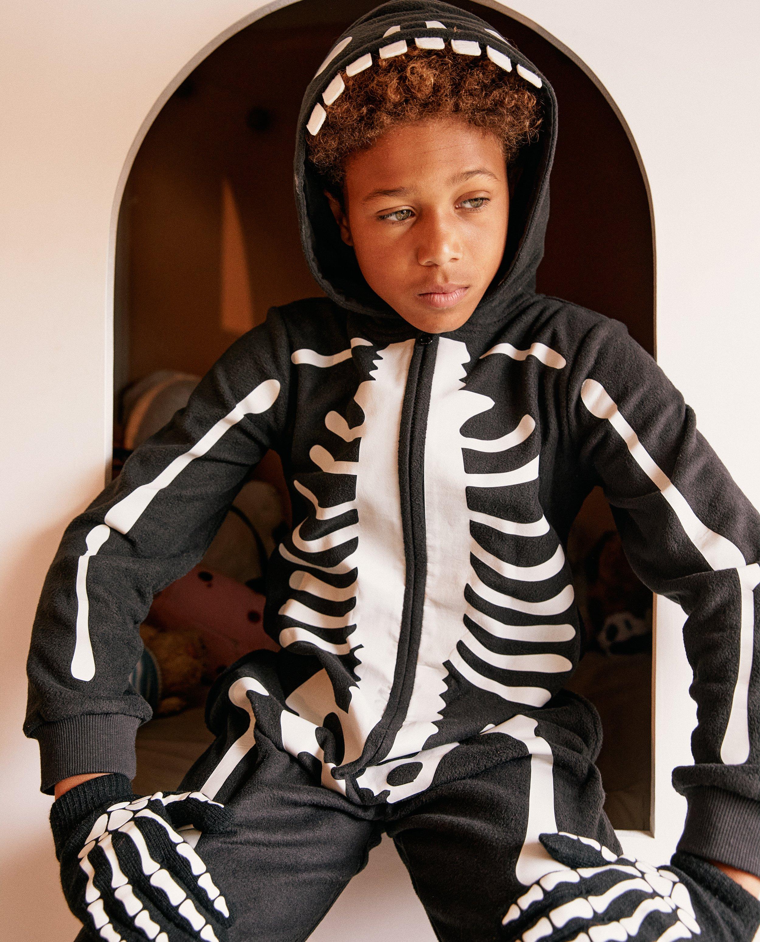 Nachtkleding - Onesie met skeletprint, 7-14 jaar