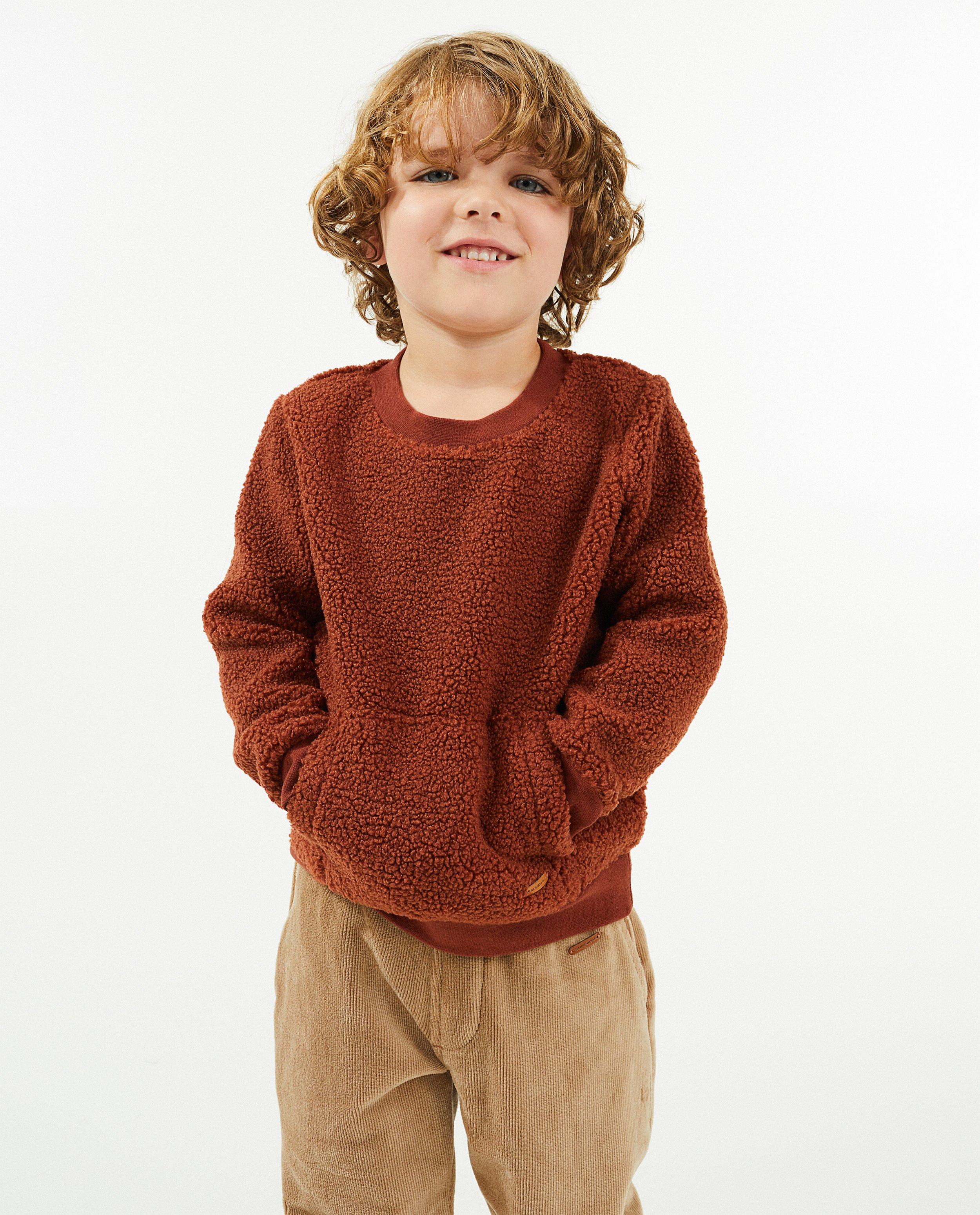 Sweats - Sweat brun-rouge en peluche