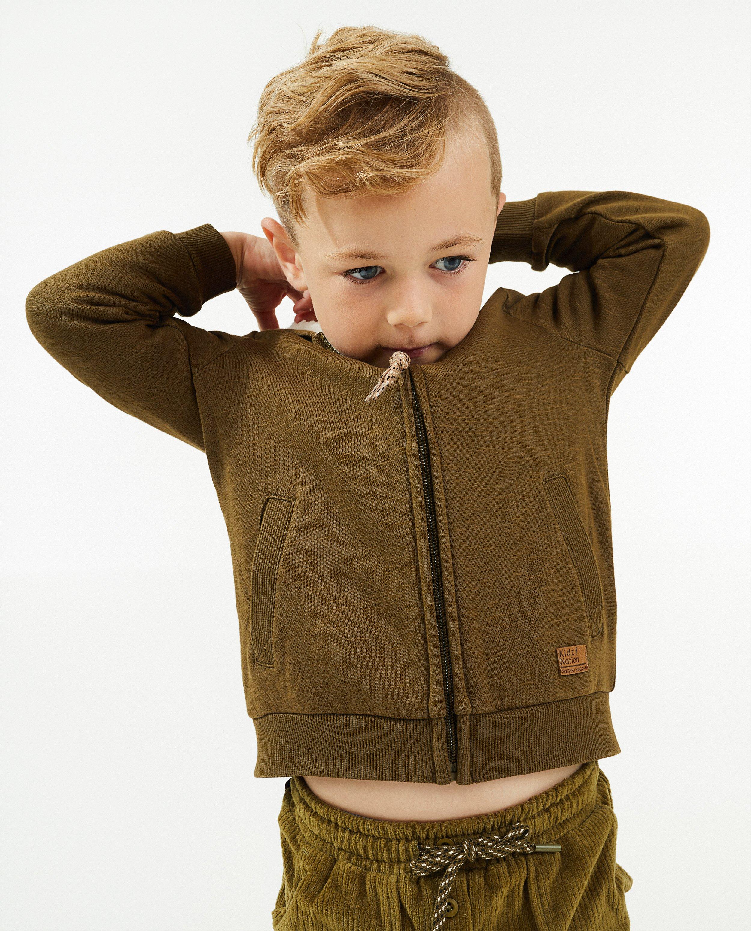 Cardigan - Groen sweatvest met faux fur