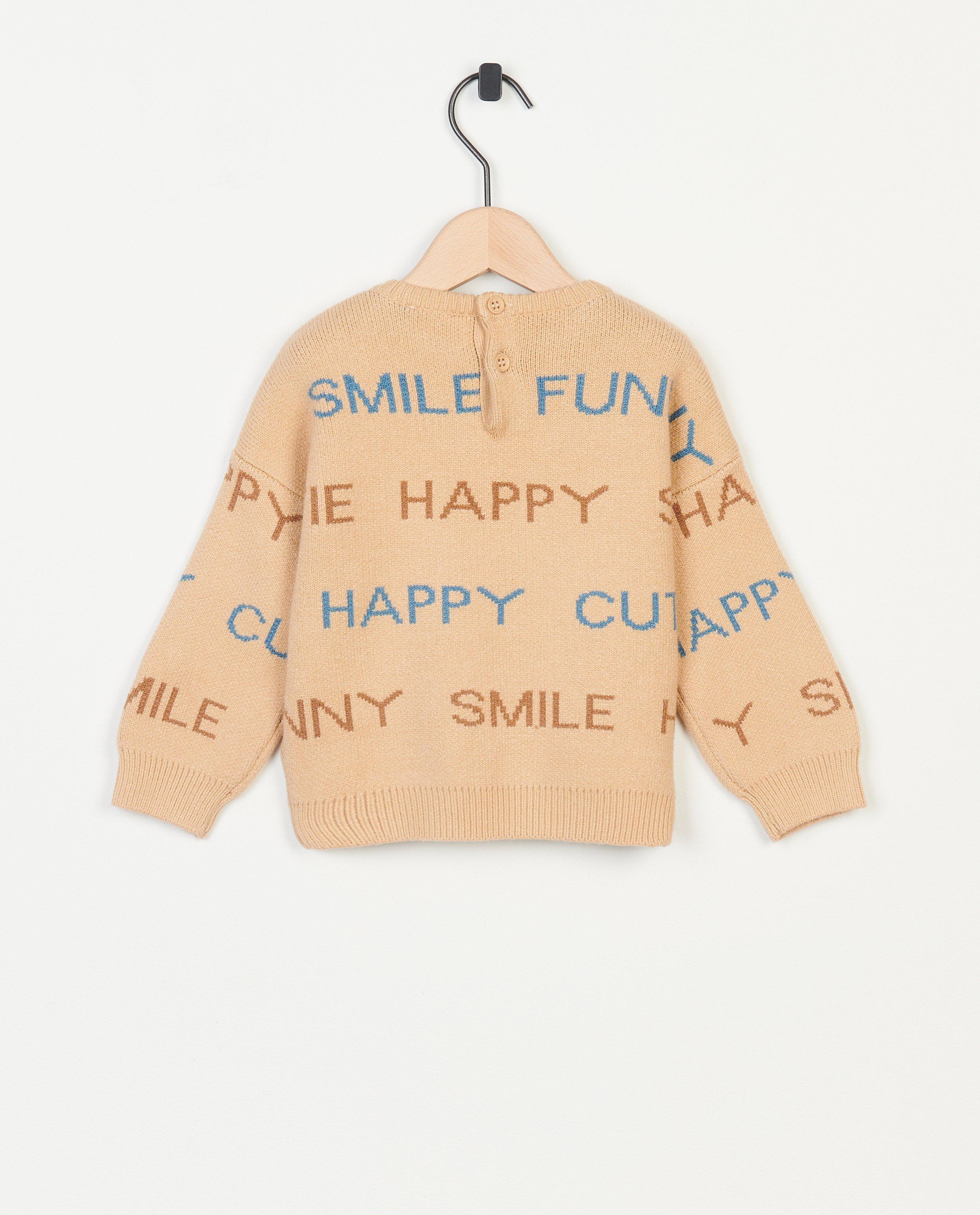 Truien - Beige trui met opschrift