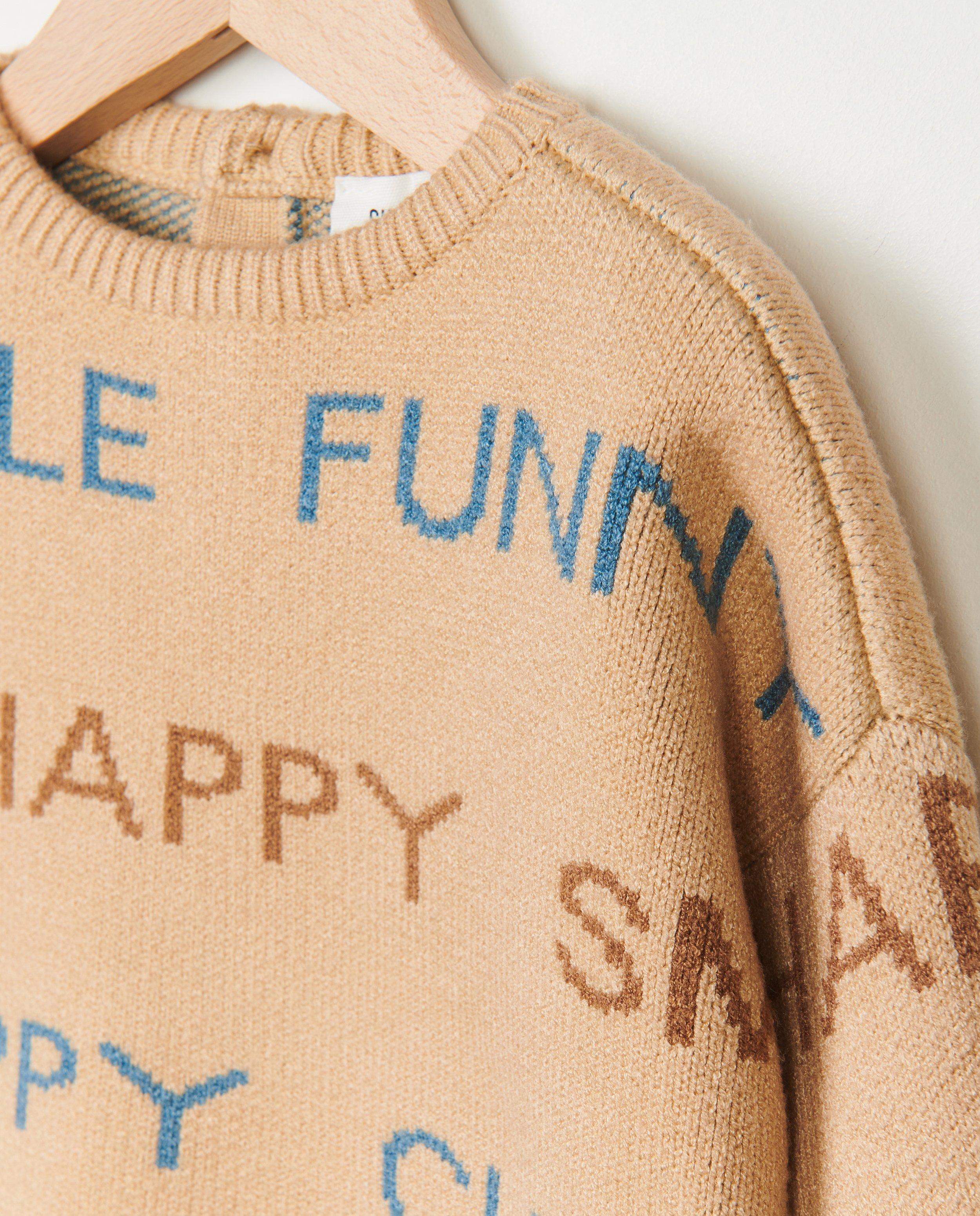 Truien - Beige trui met opschrift