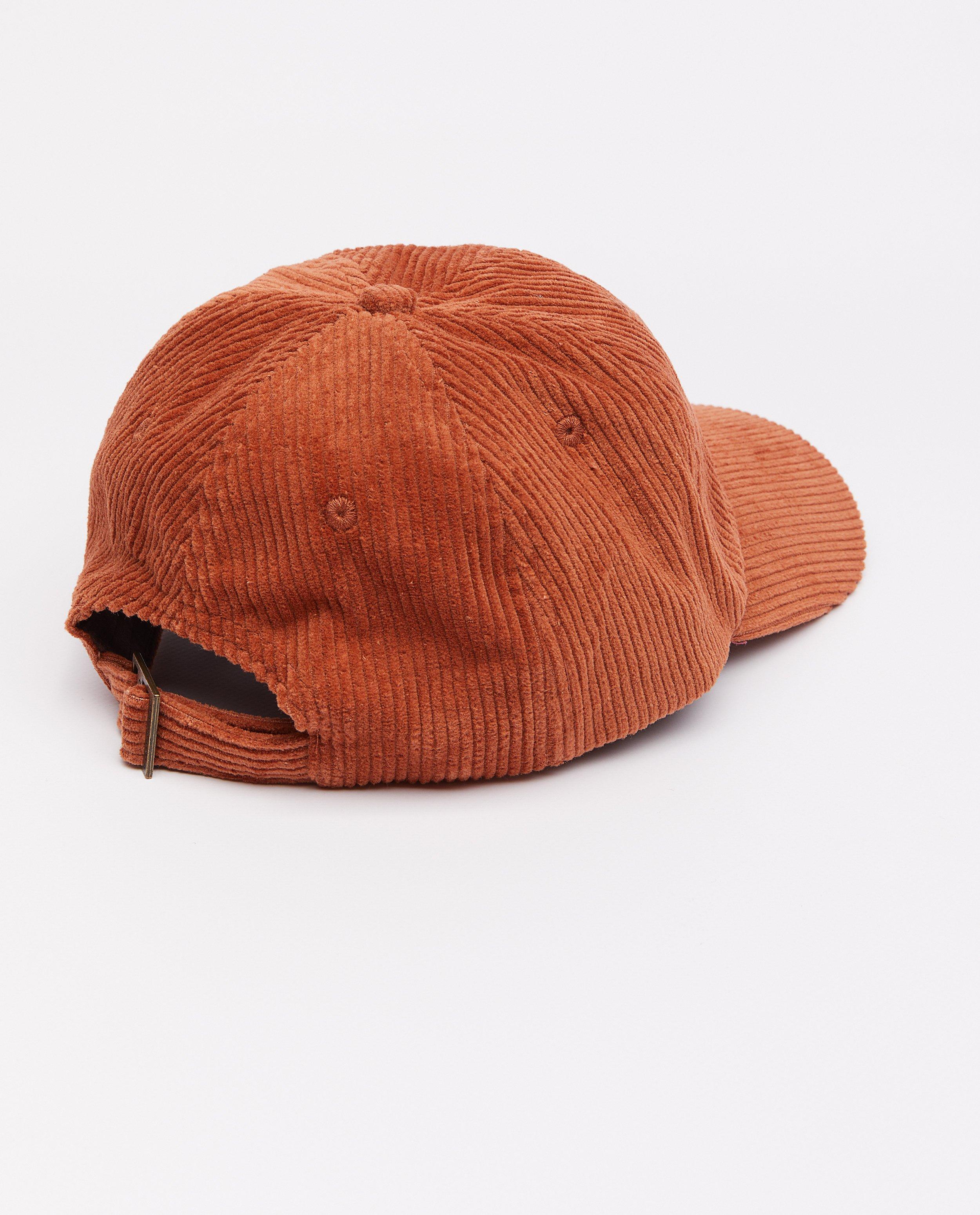 Bonneterie - Casquette orange-brun en velours côtelé