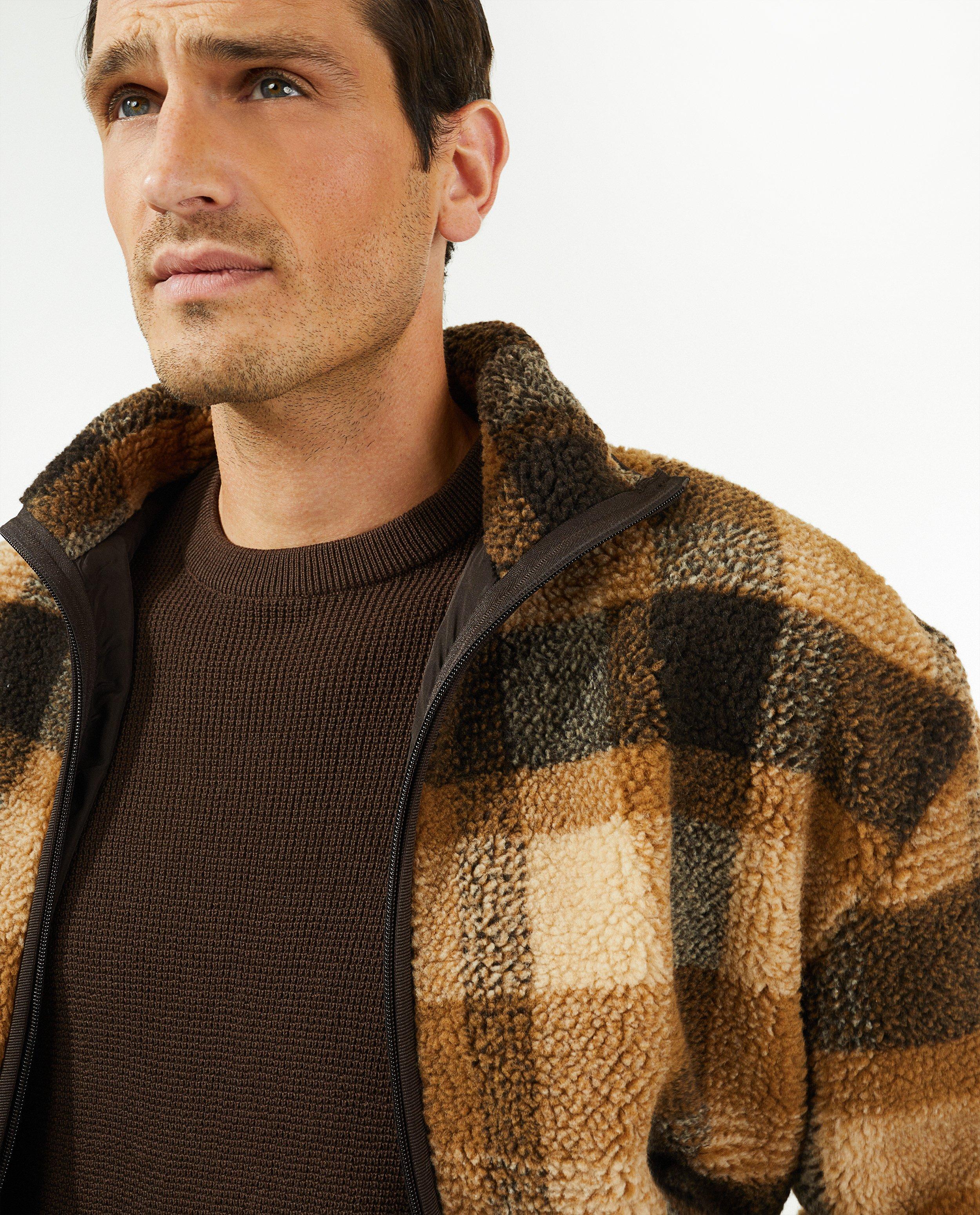 Cardigan - Geruit vest van teddy, heren