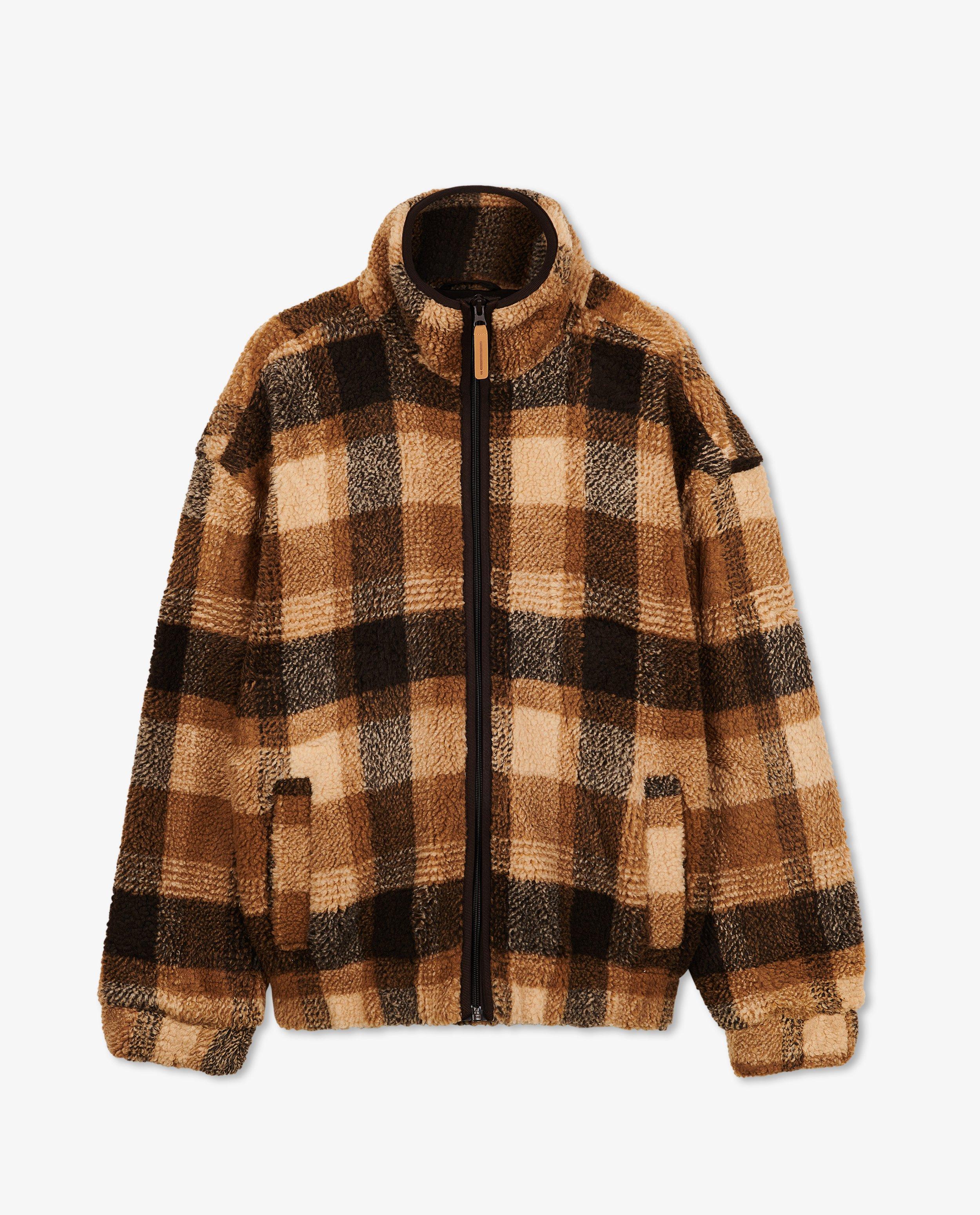 Cardigan - Geruit vest van teddy, heren