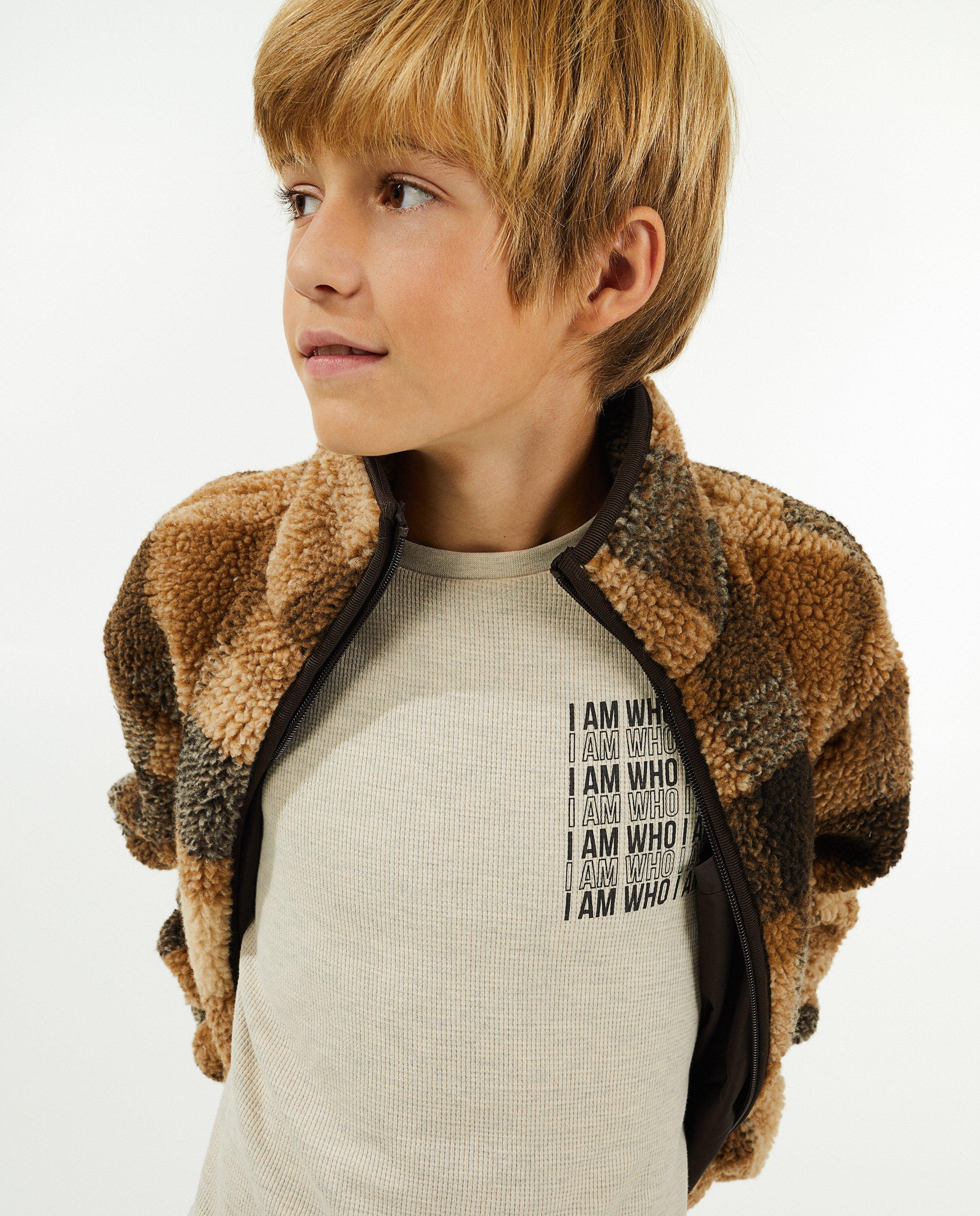 Cardigan - Geruit vest van teddy, 7-14 jaar