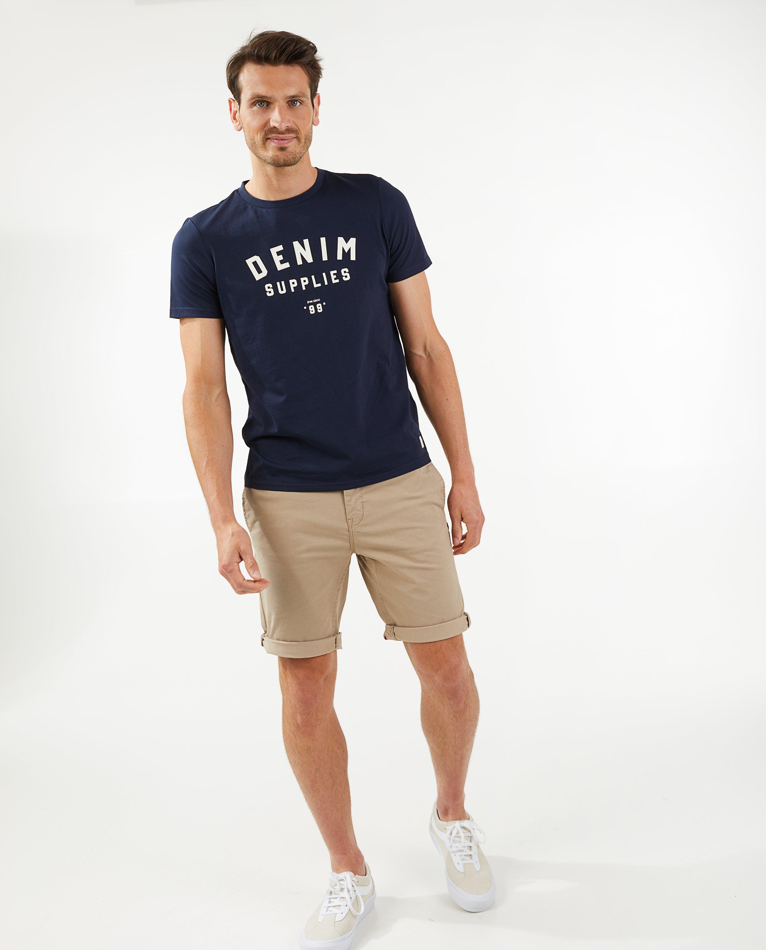 T-shirt bleu foncé à inscription - null - Quarterback