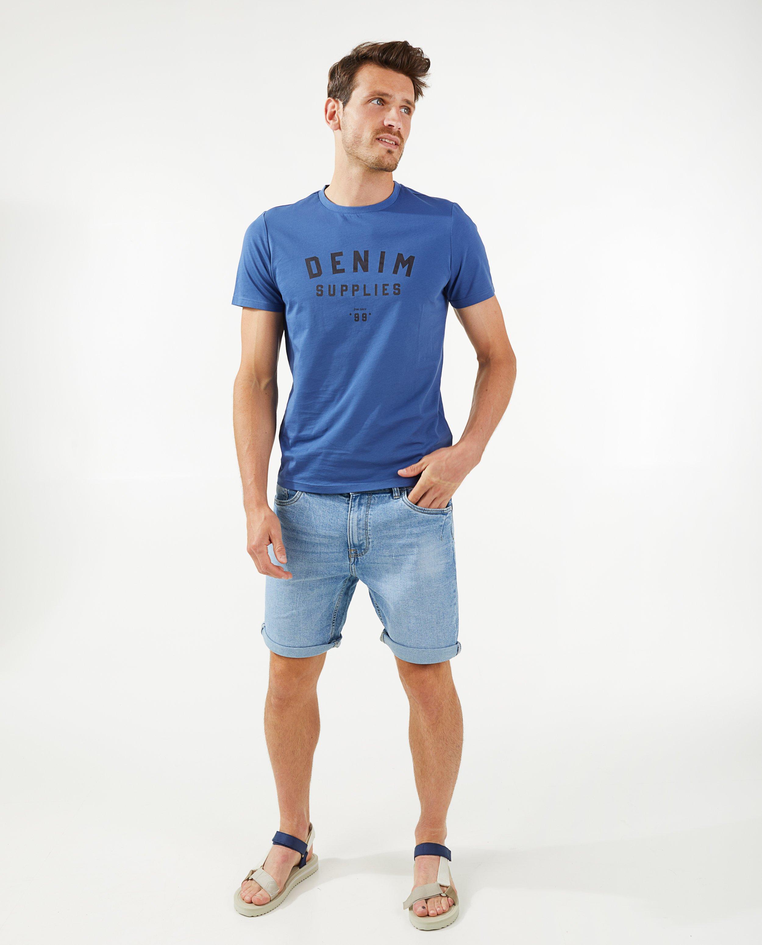 T-shirt bleu à inscription - null - Quarterback