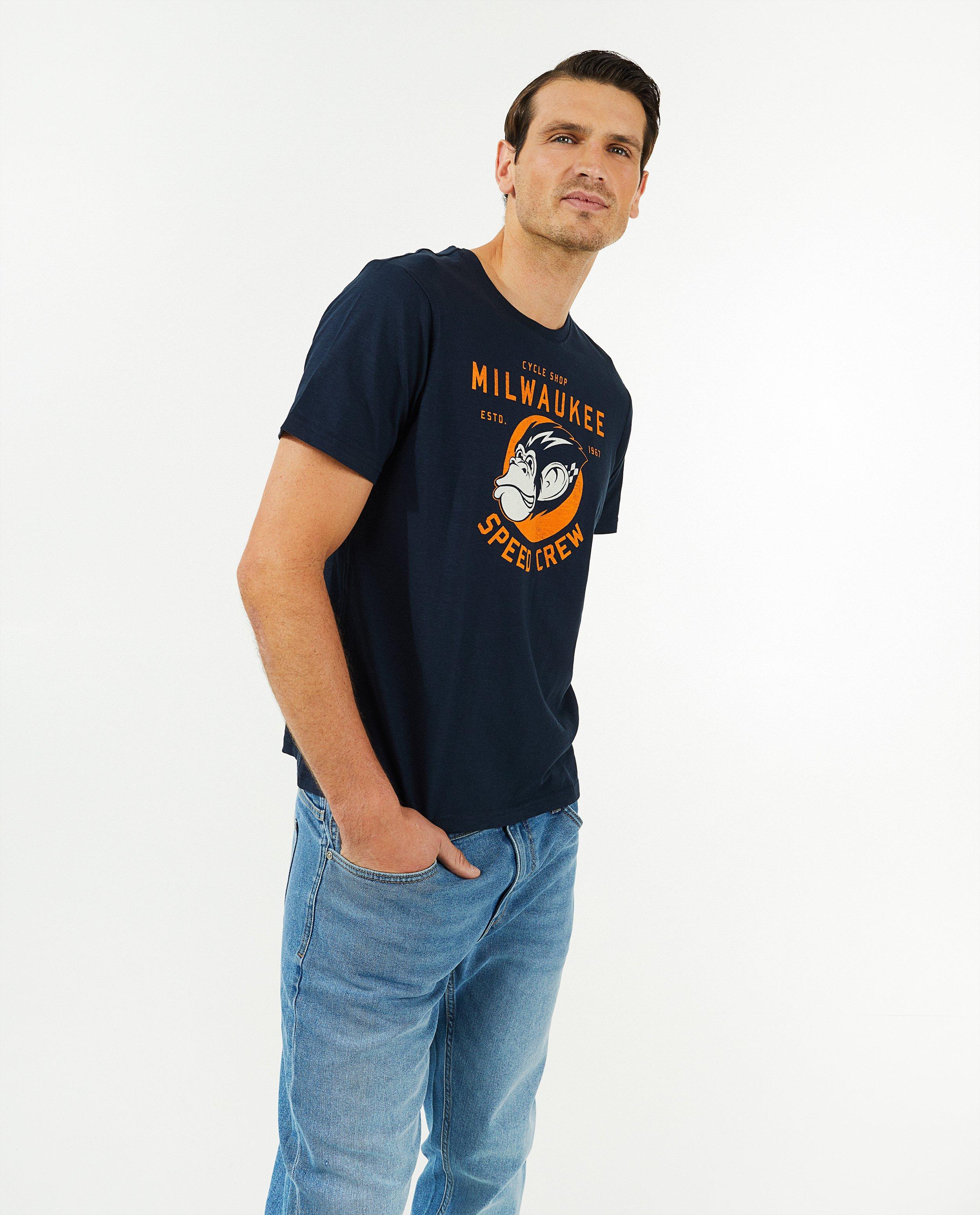 T-shirts - Donkerblauw T-shirt met print
