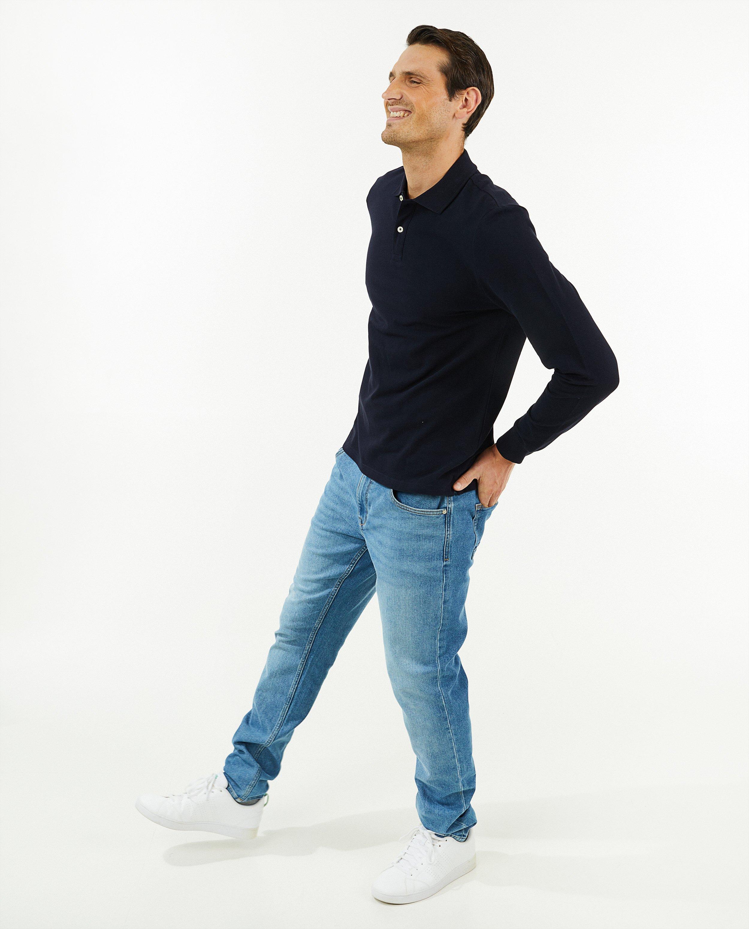 Donkerblauwe polo met lange mouwen - null - OVS
