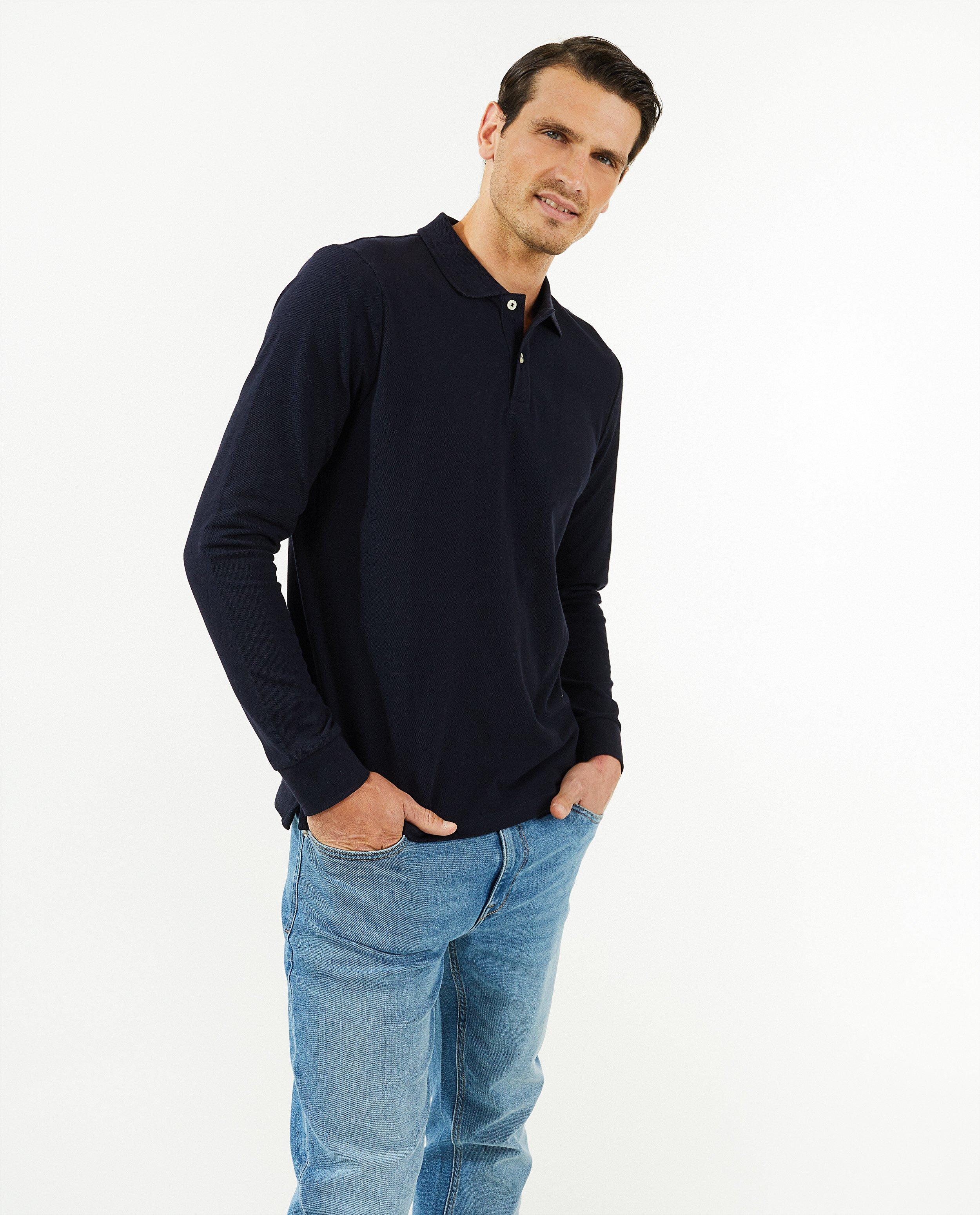 Polo's - Donkerblauwe polo met lange mouwen
