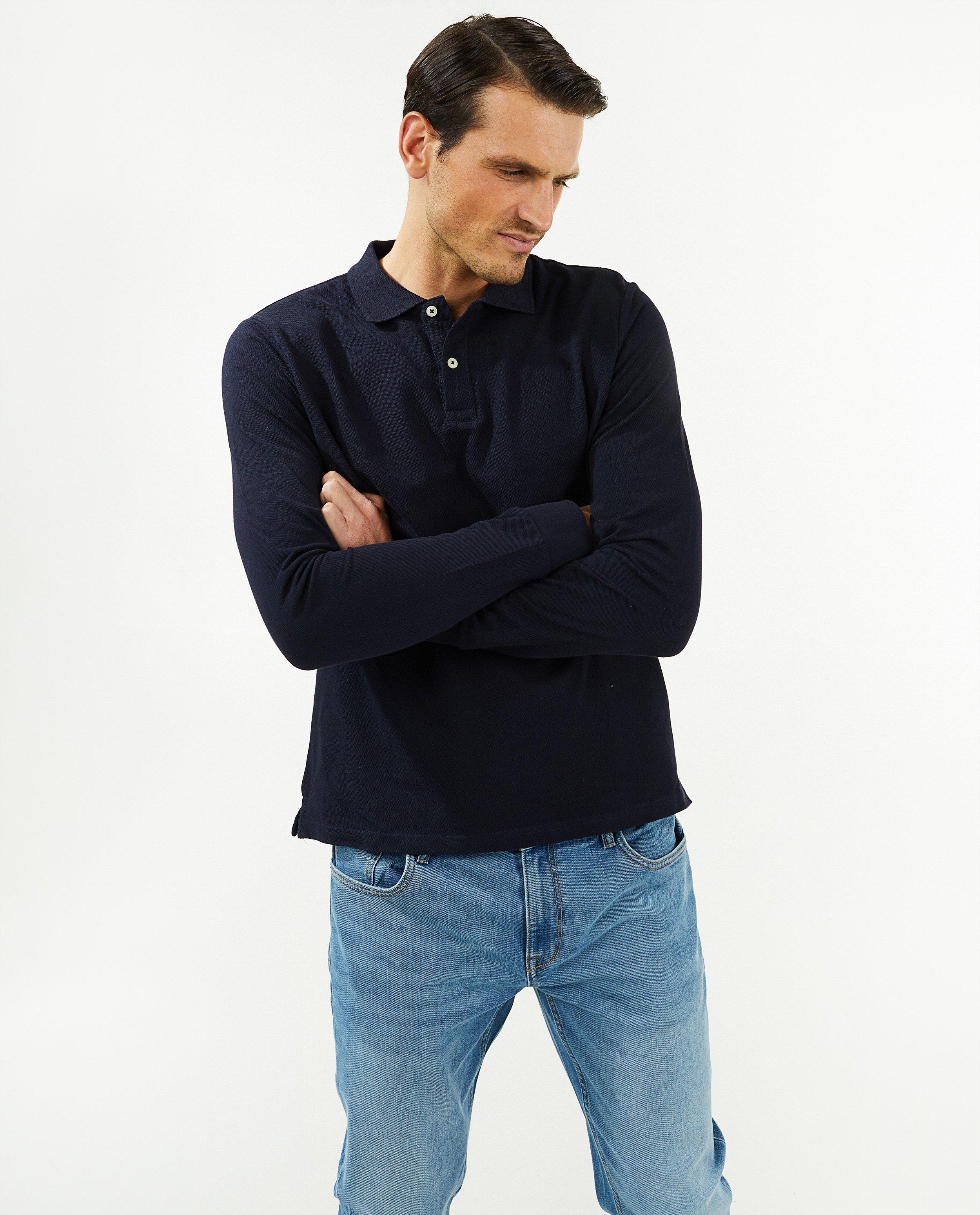 Polo's - Donkerblauwe polo met lange mouwen