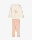 Nachtkleding - Wit-roze pyjama met print