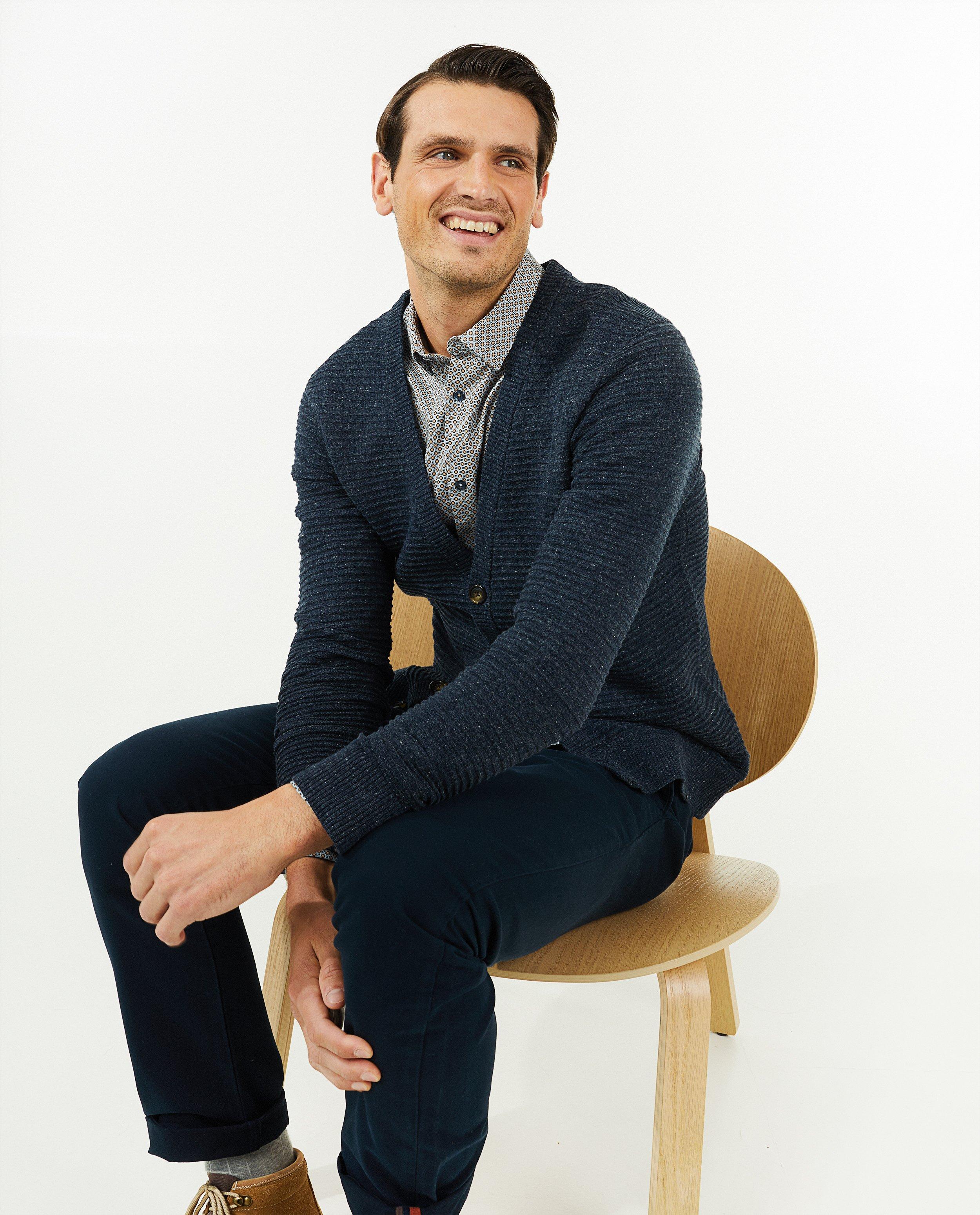 Cardigans - Cardigan bleu foncé côtelé
