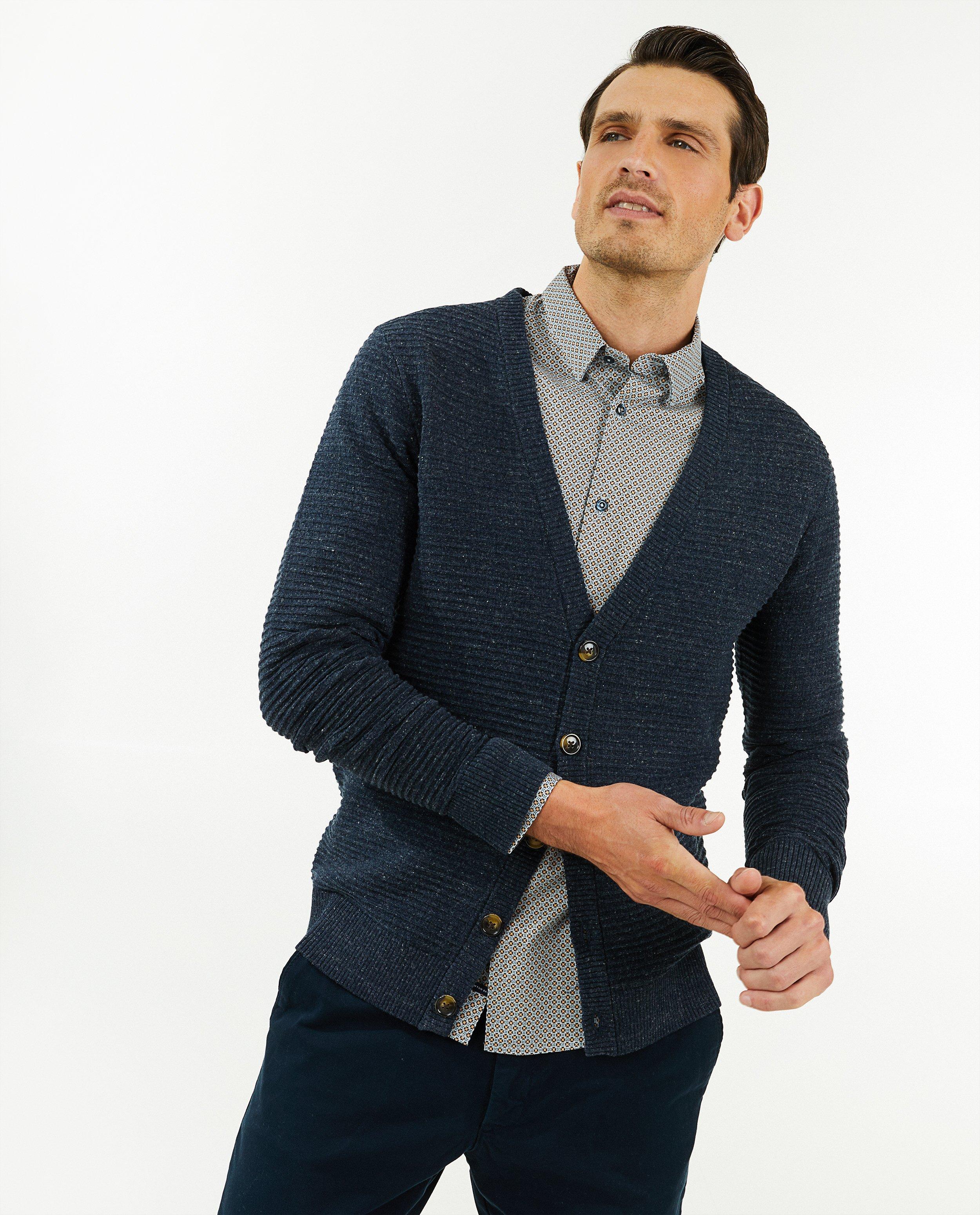 Cardigans - Cardigan bleu foncé côtelé