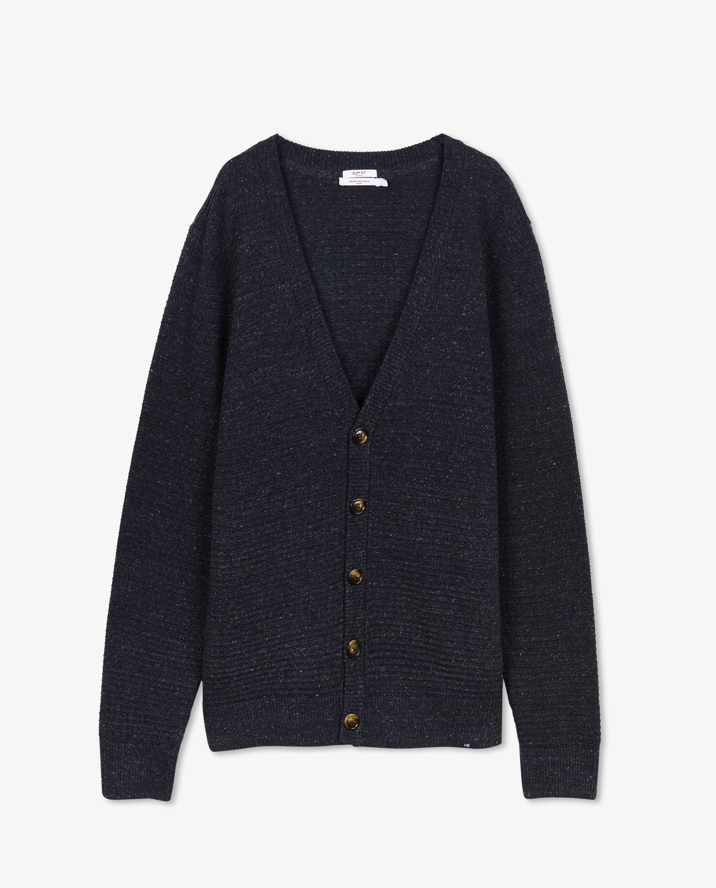 Cardigans - Cardigan bleu foncé côtelé