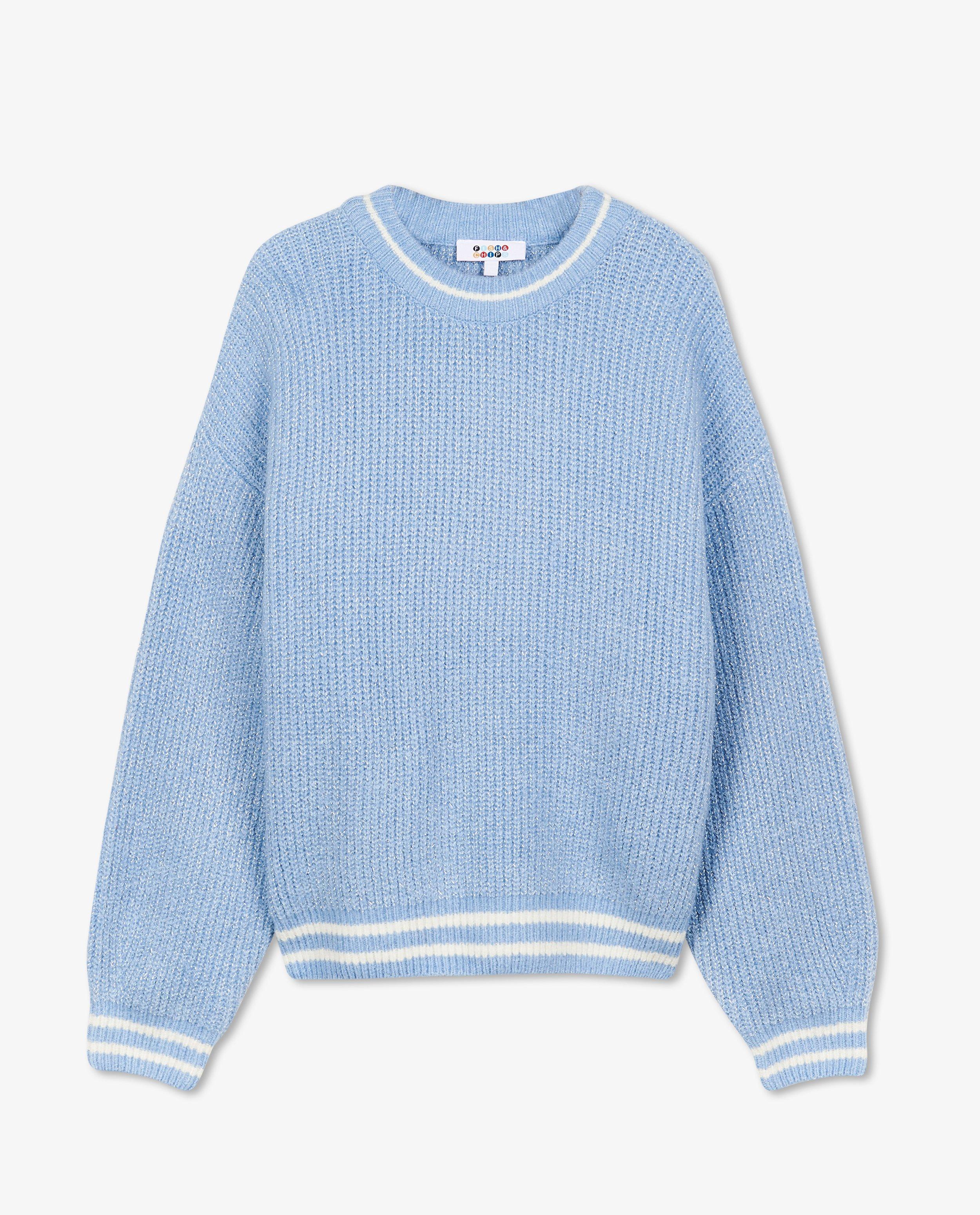 Pulls - Pull bleu avec fil métallisé