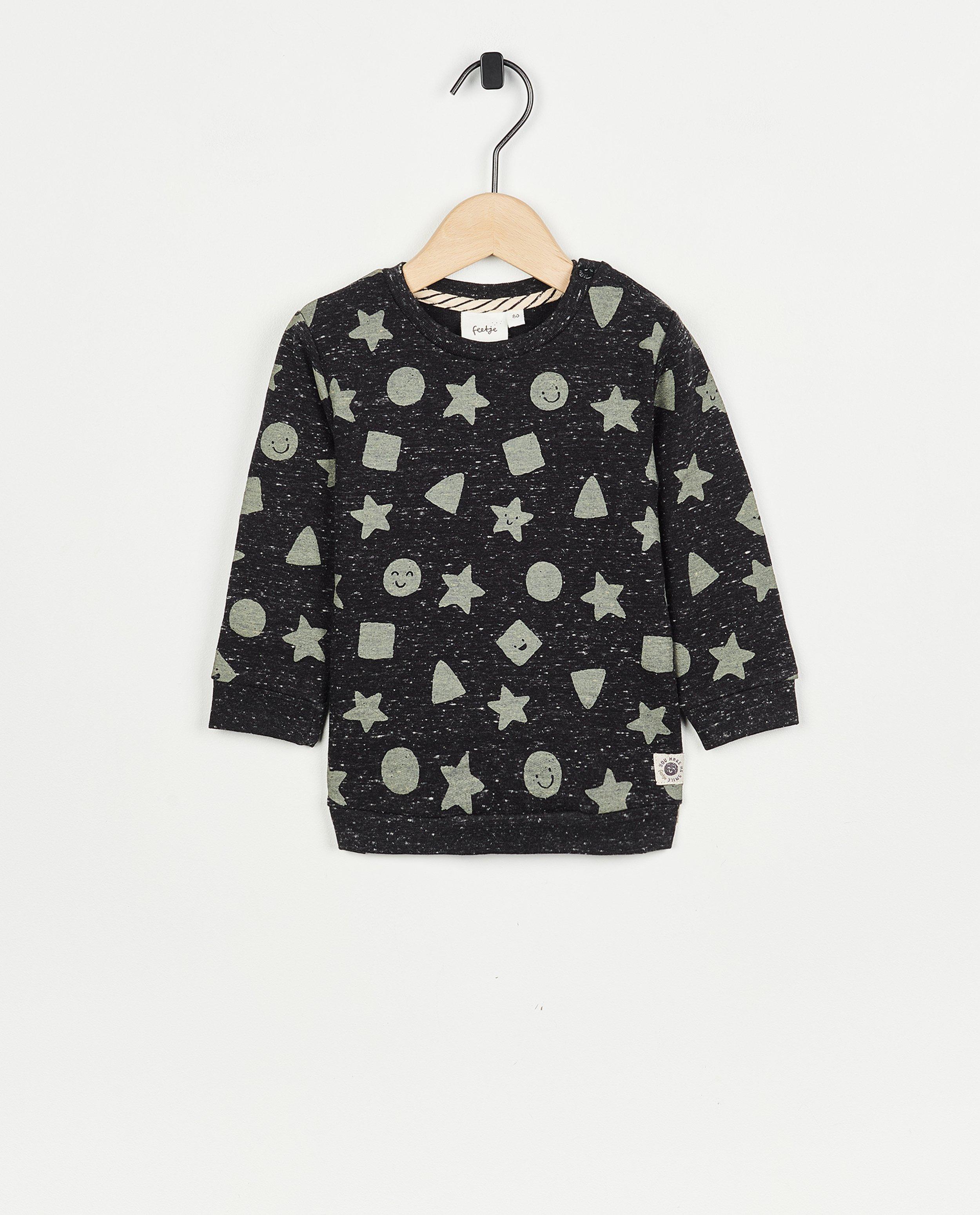 Donkergrijze sweater met print - null - Feetje