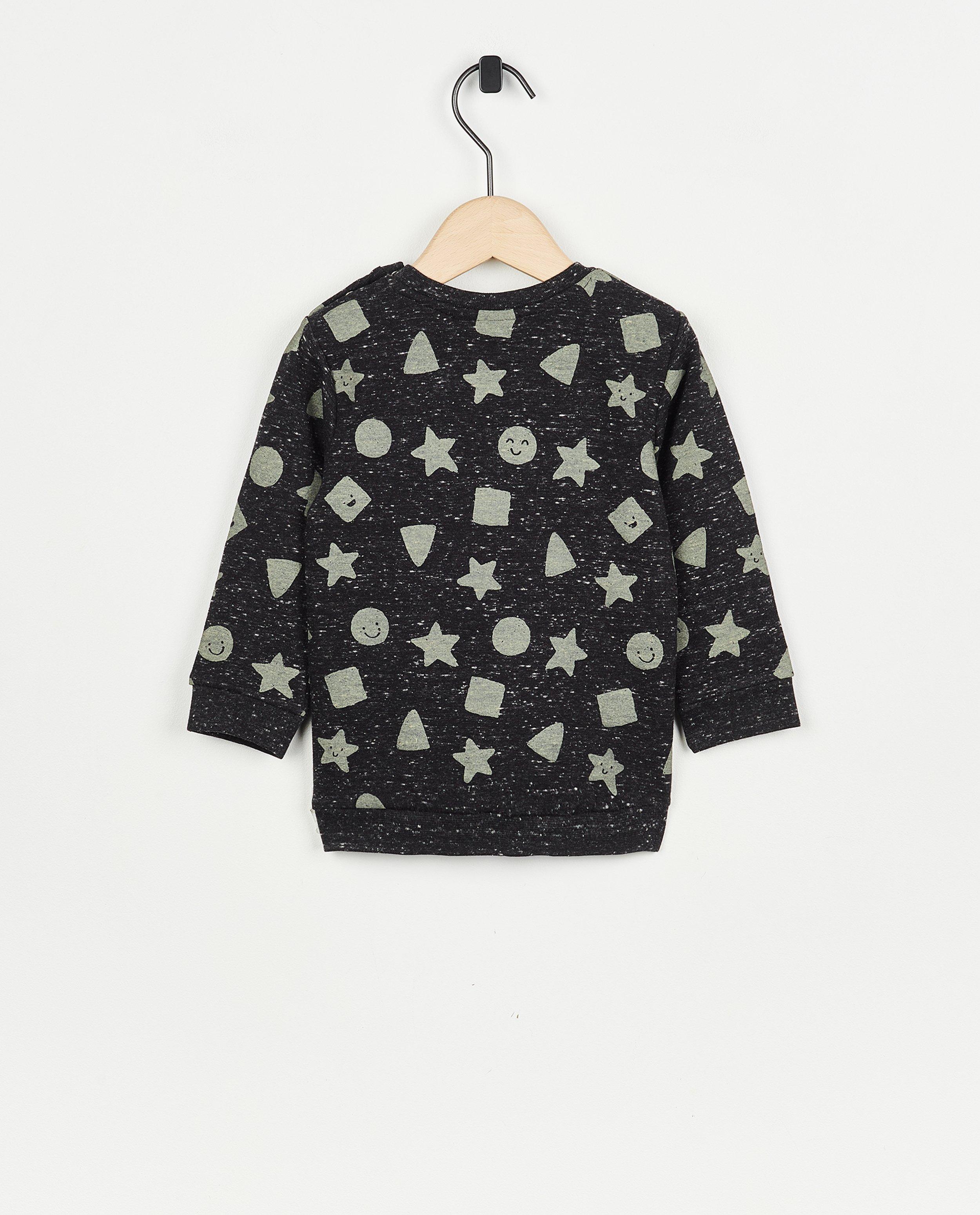 Sweaters - Donkergrijze sweater met print