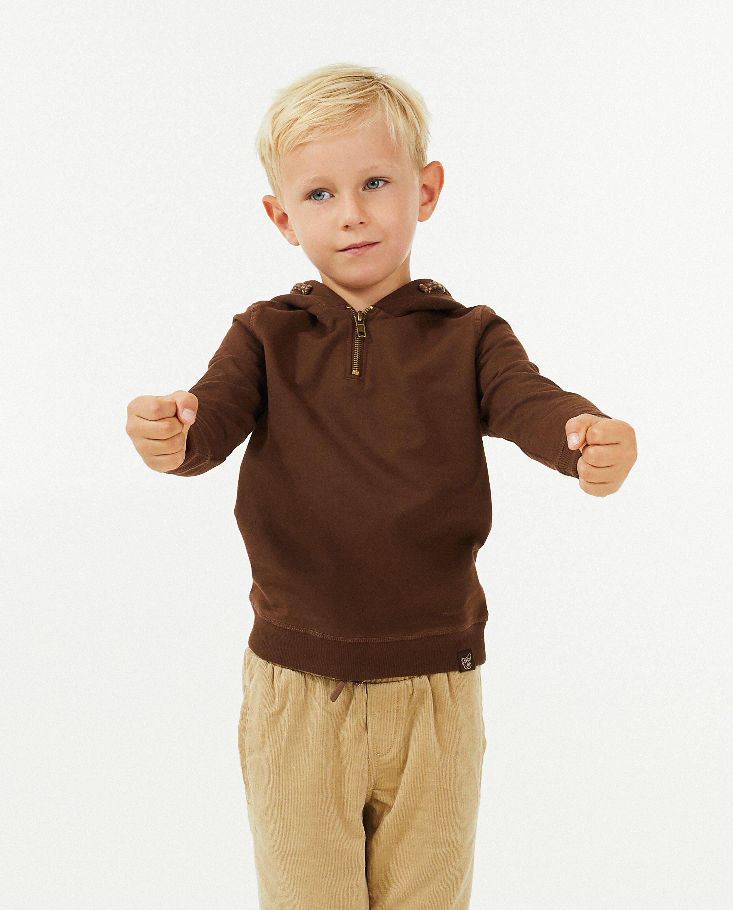 Sweats - Hoodie brun avec fermeture à glissière