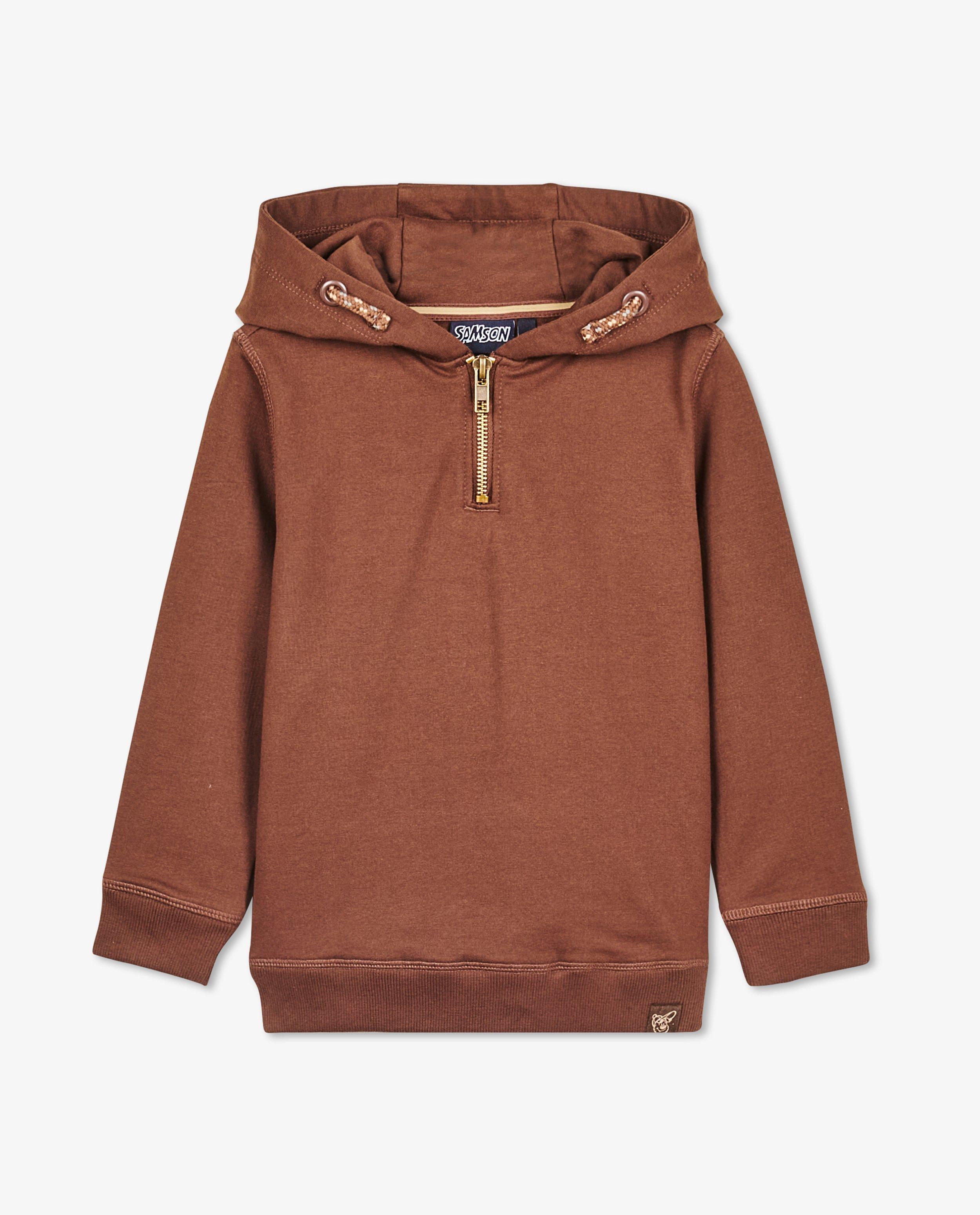 Sweats - Hoodie brun avec fermeture à glissière