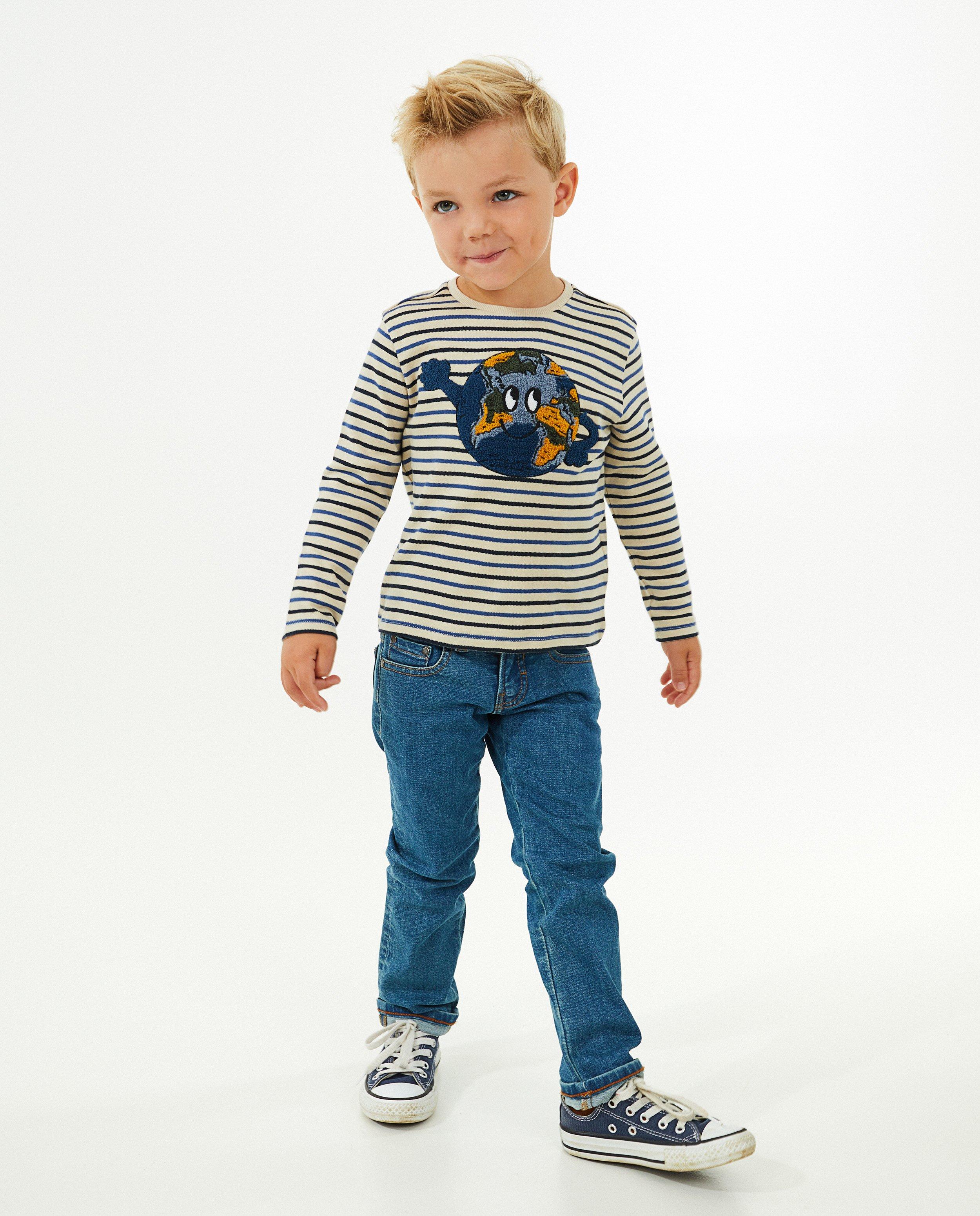 Gestreepte longsleeve met print - null - Kapitein Winokio