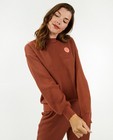 Sweaters - Bruine sweater met wafelstructuur