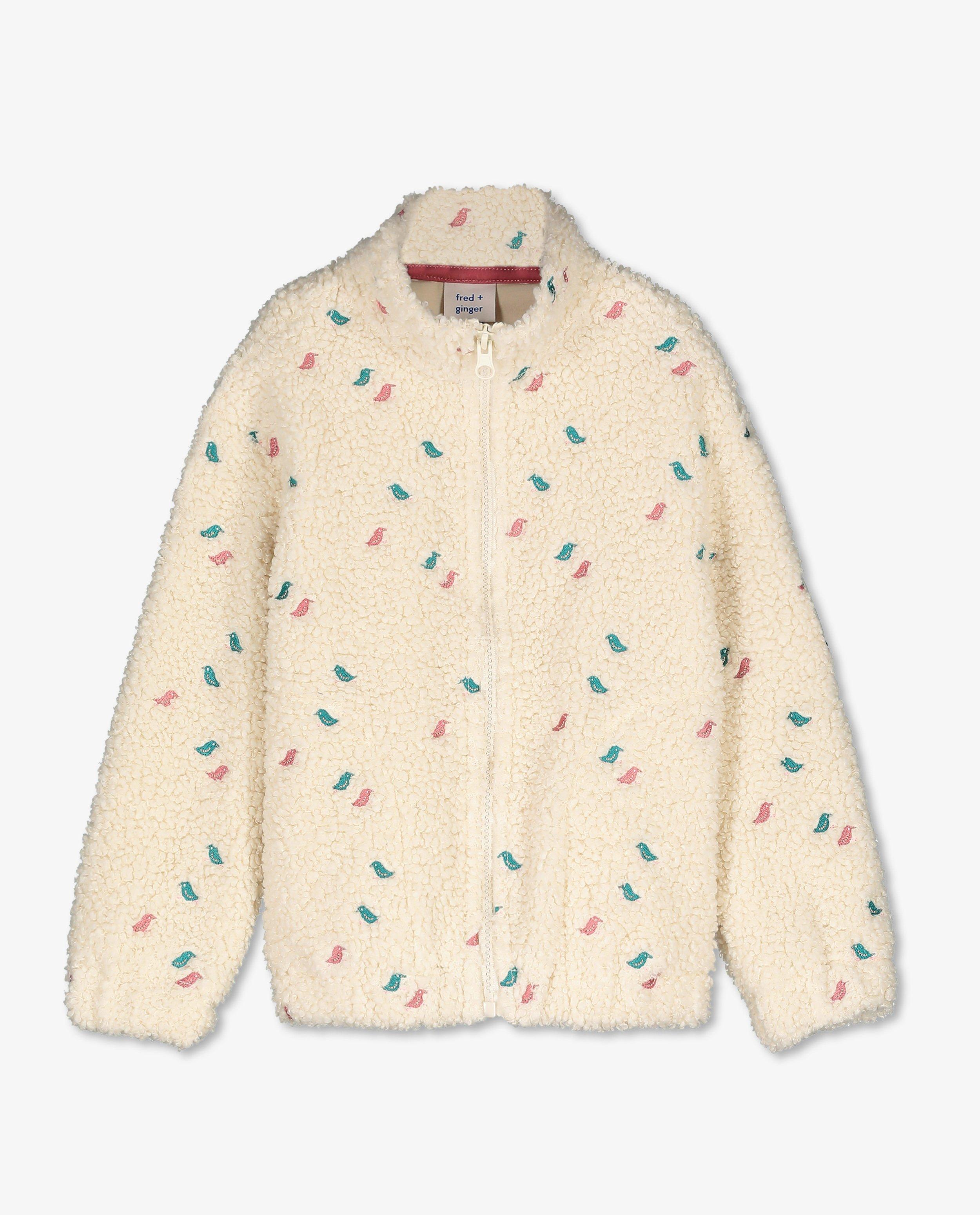 Cardigan - Teddy vest met vogeltjes