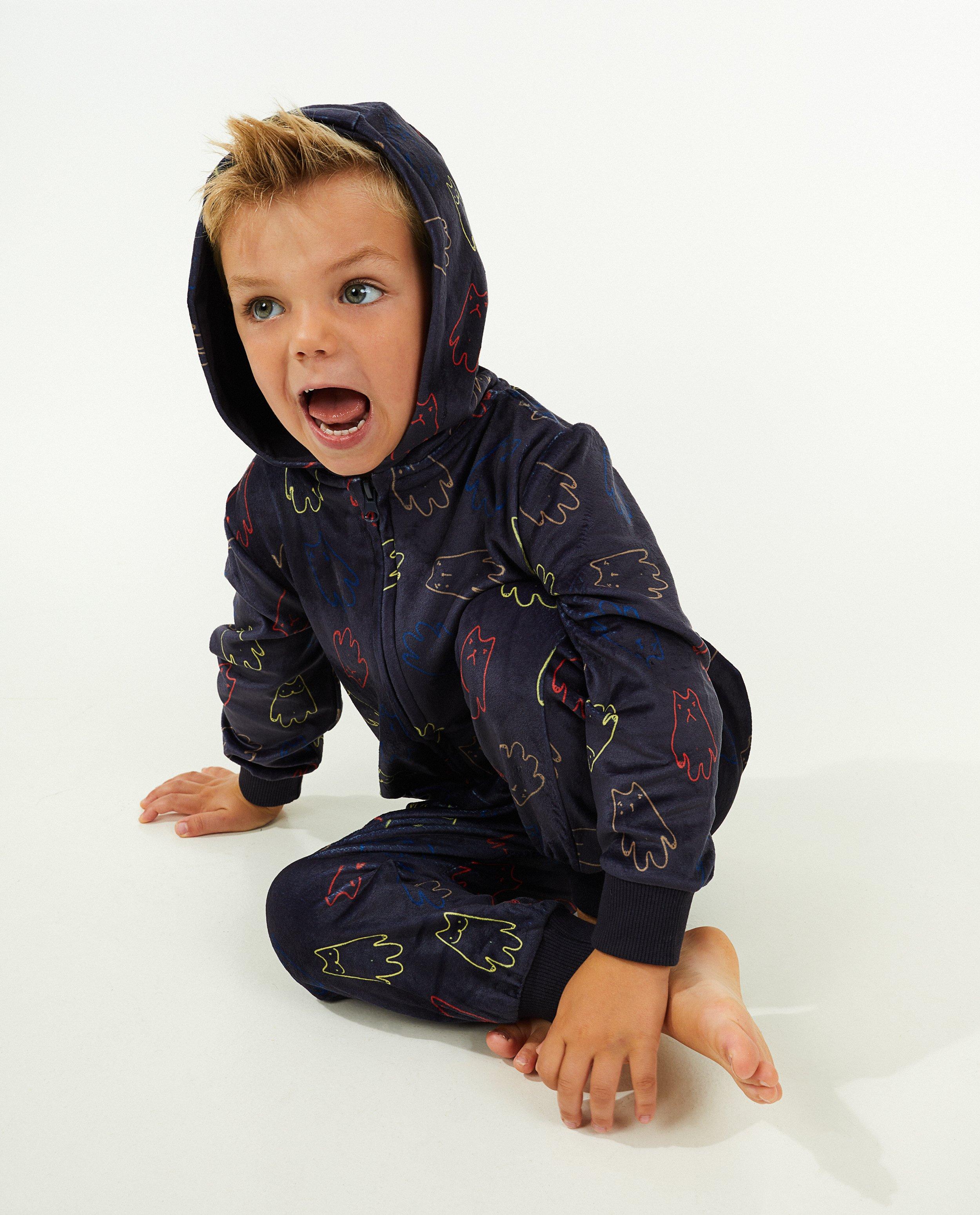 Nachtkleding - Blauwe onesie met print