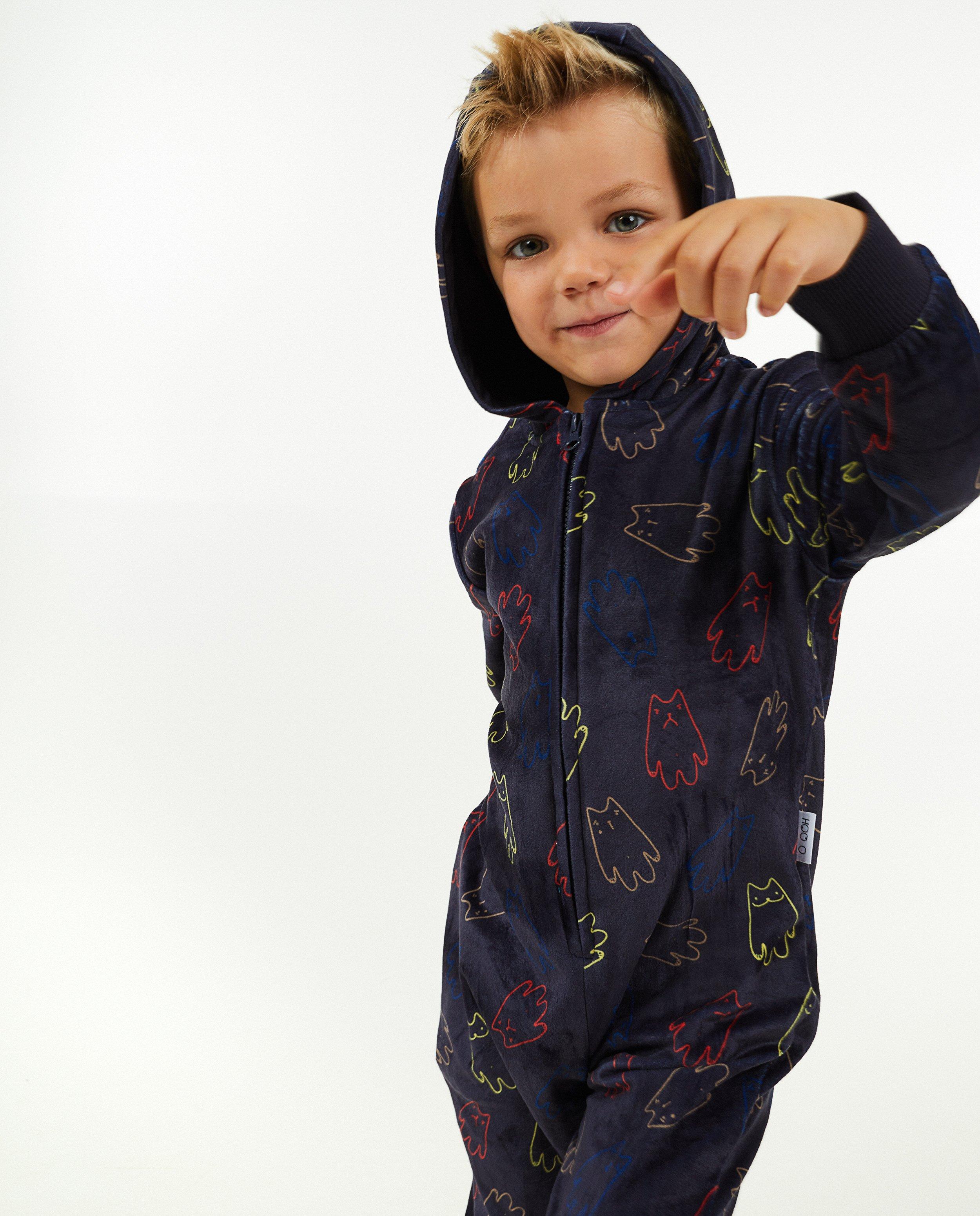 Nachtkleding - Blauwe onesie met print