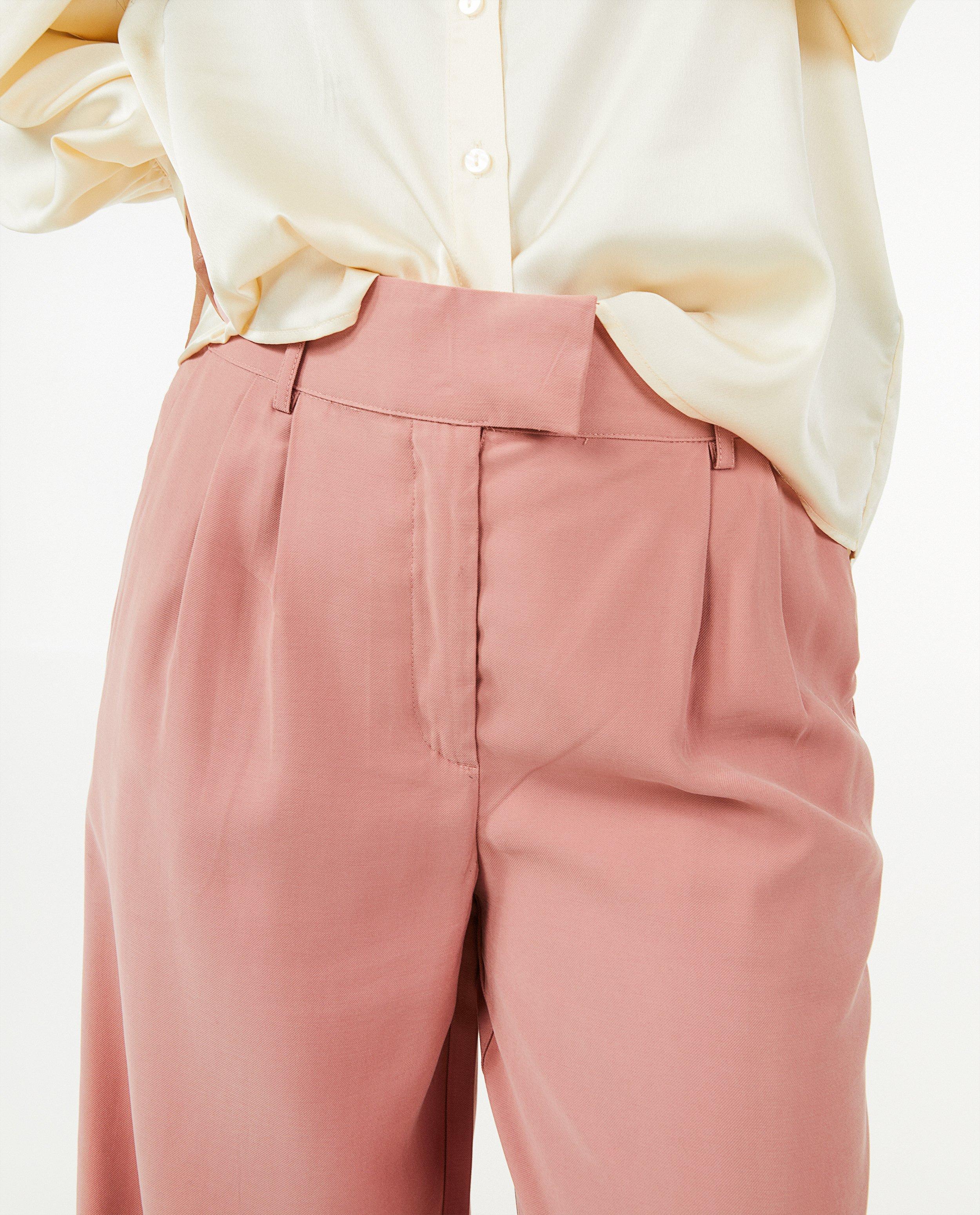 Broeken - Roze broek, wide leg fit