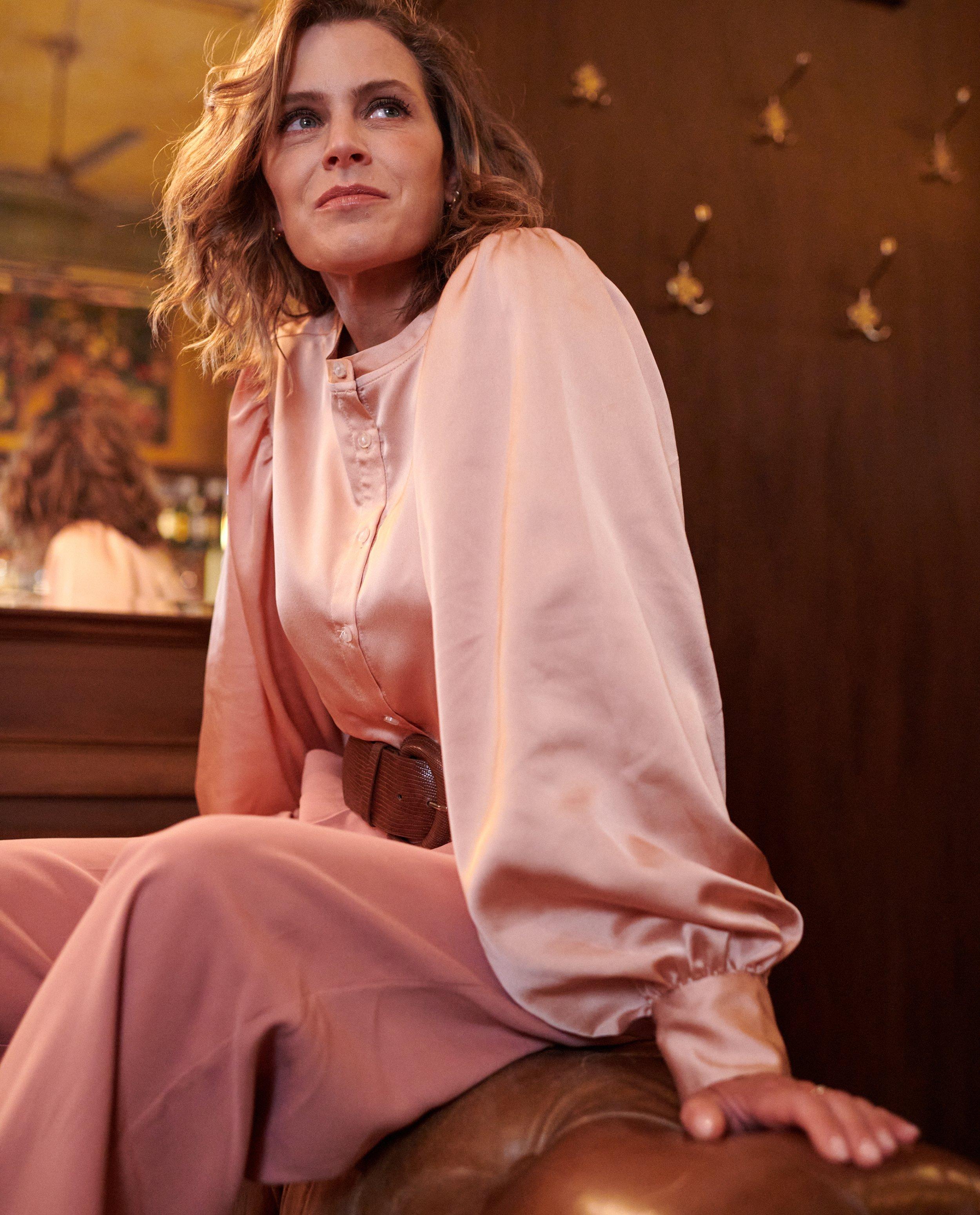 Hemden - Satijnen blouse in offwhite