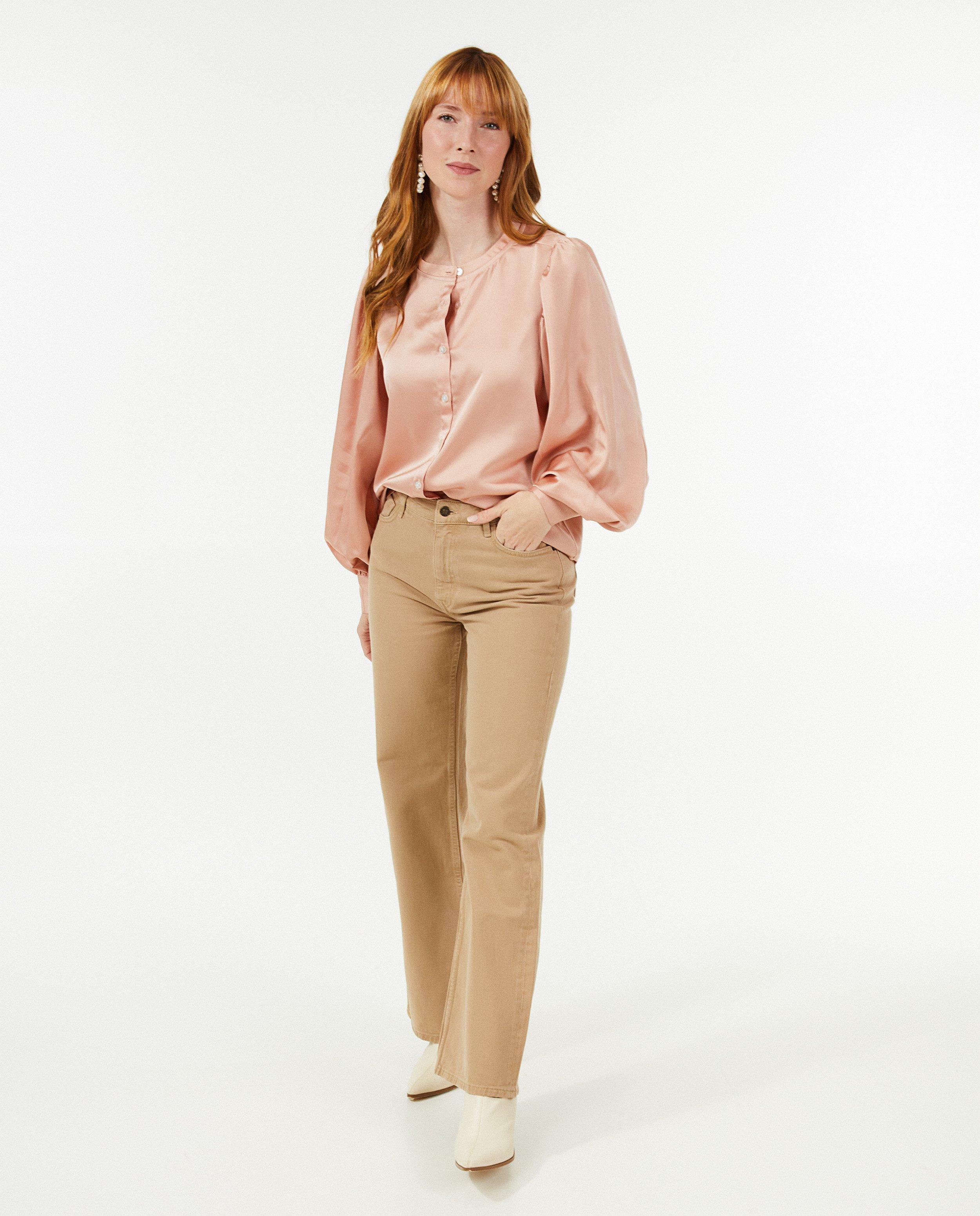 Hemden - Satijnen blouse in offwhite