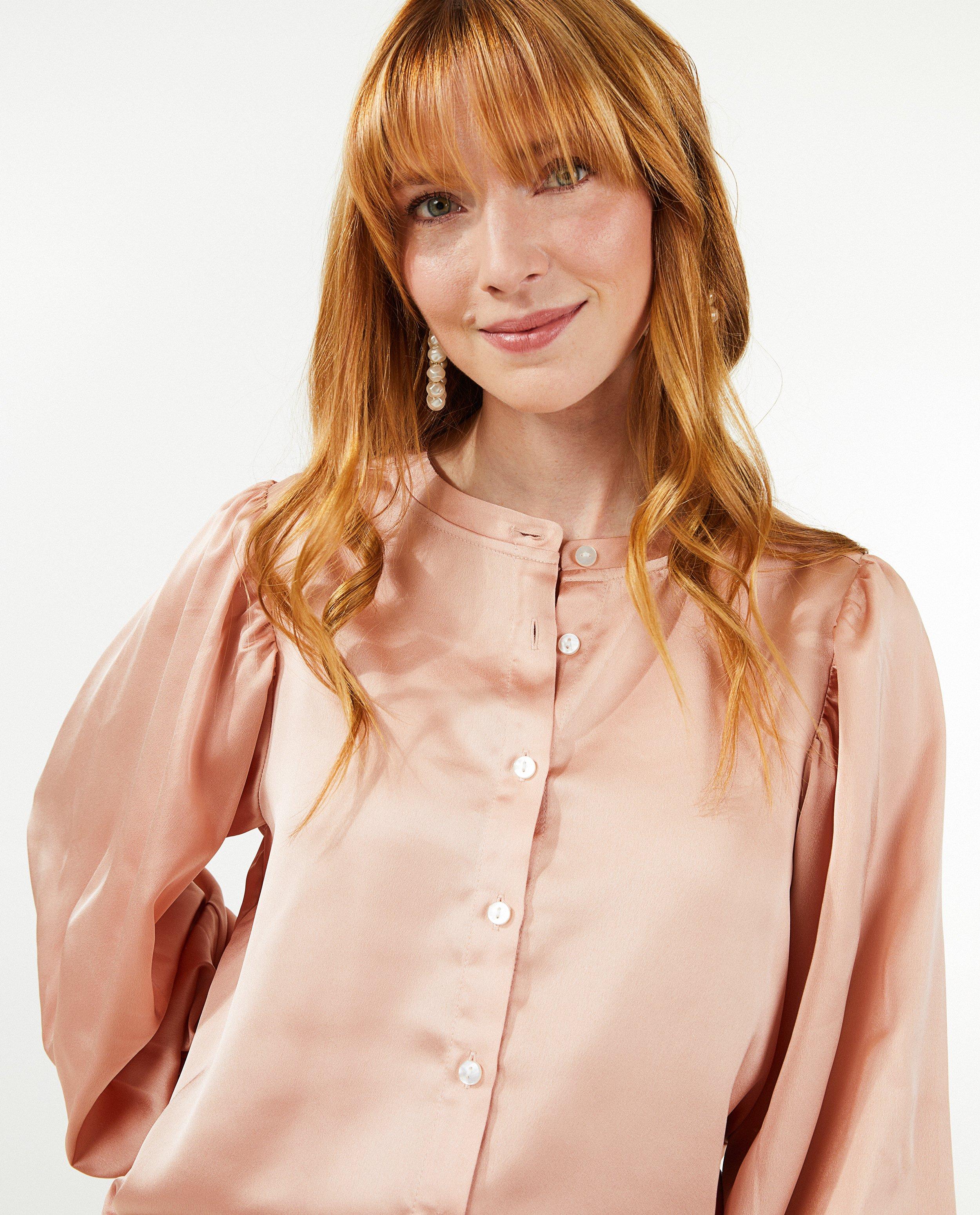 Hemden - Satijnen blouse in offwhite