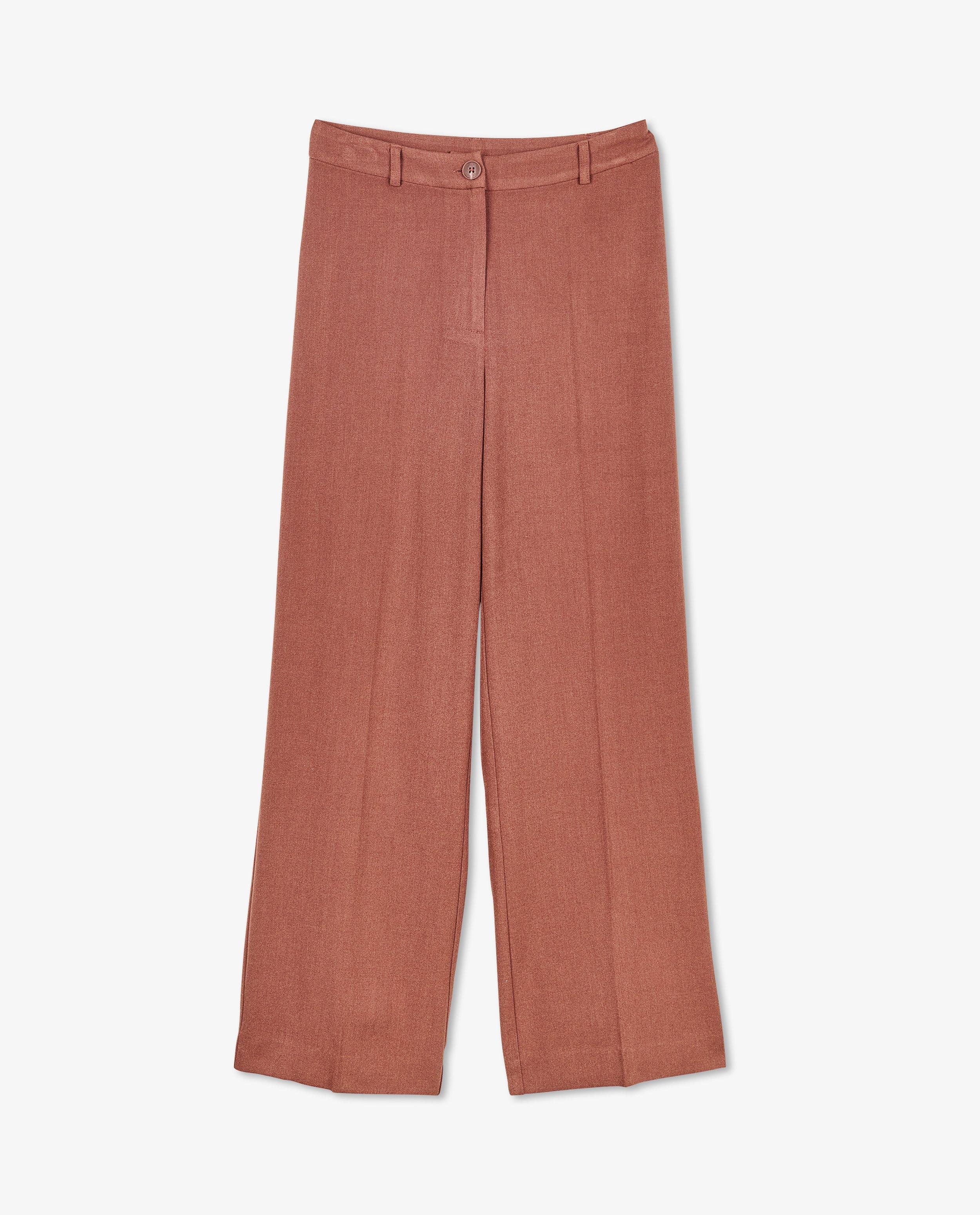 Broeken - Bruine broek, wide leg fit