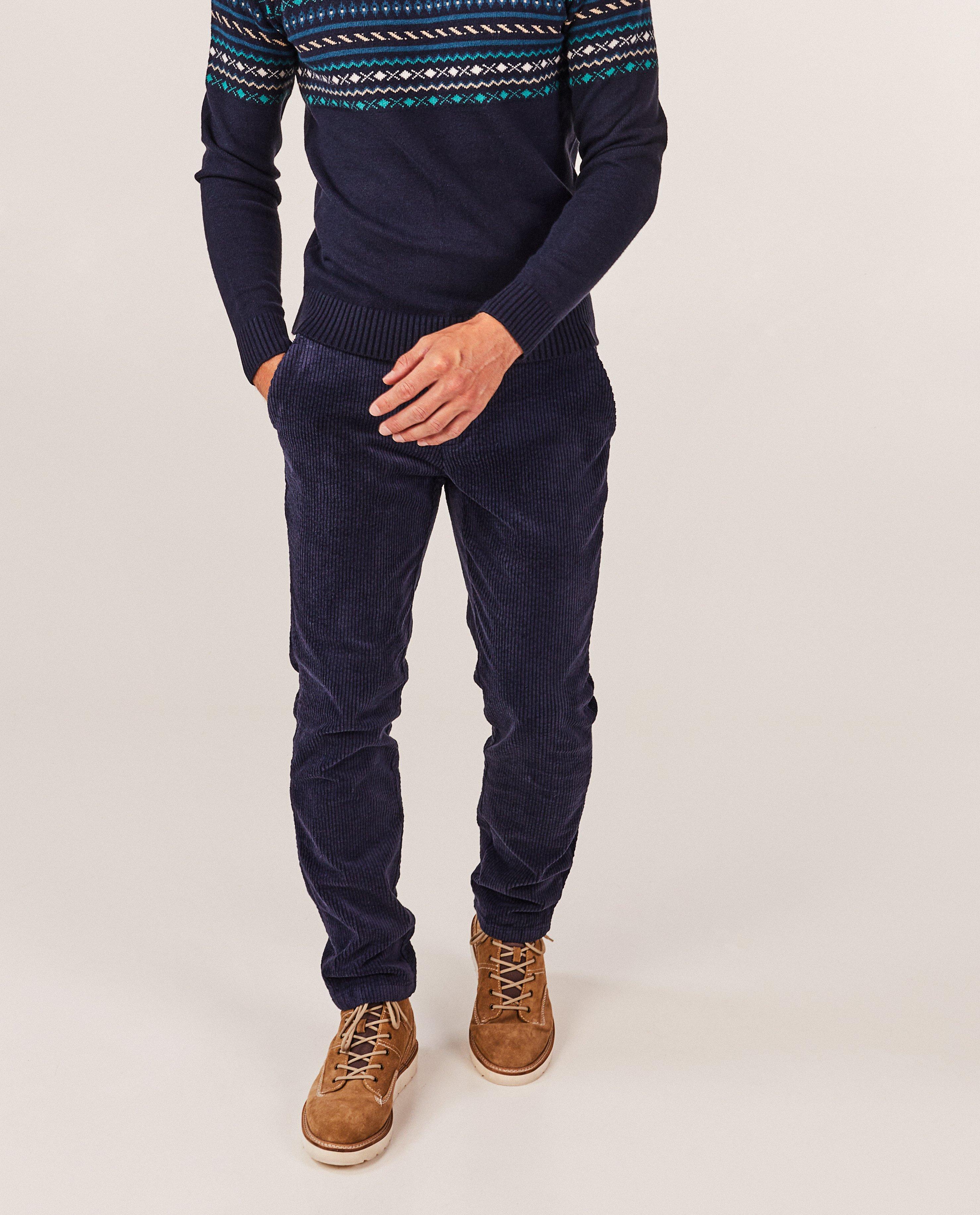 Ribfluwelen broek, straight fit - Product Detail - donkerblauw - afbeelding nummer 1