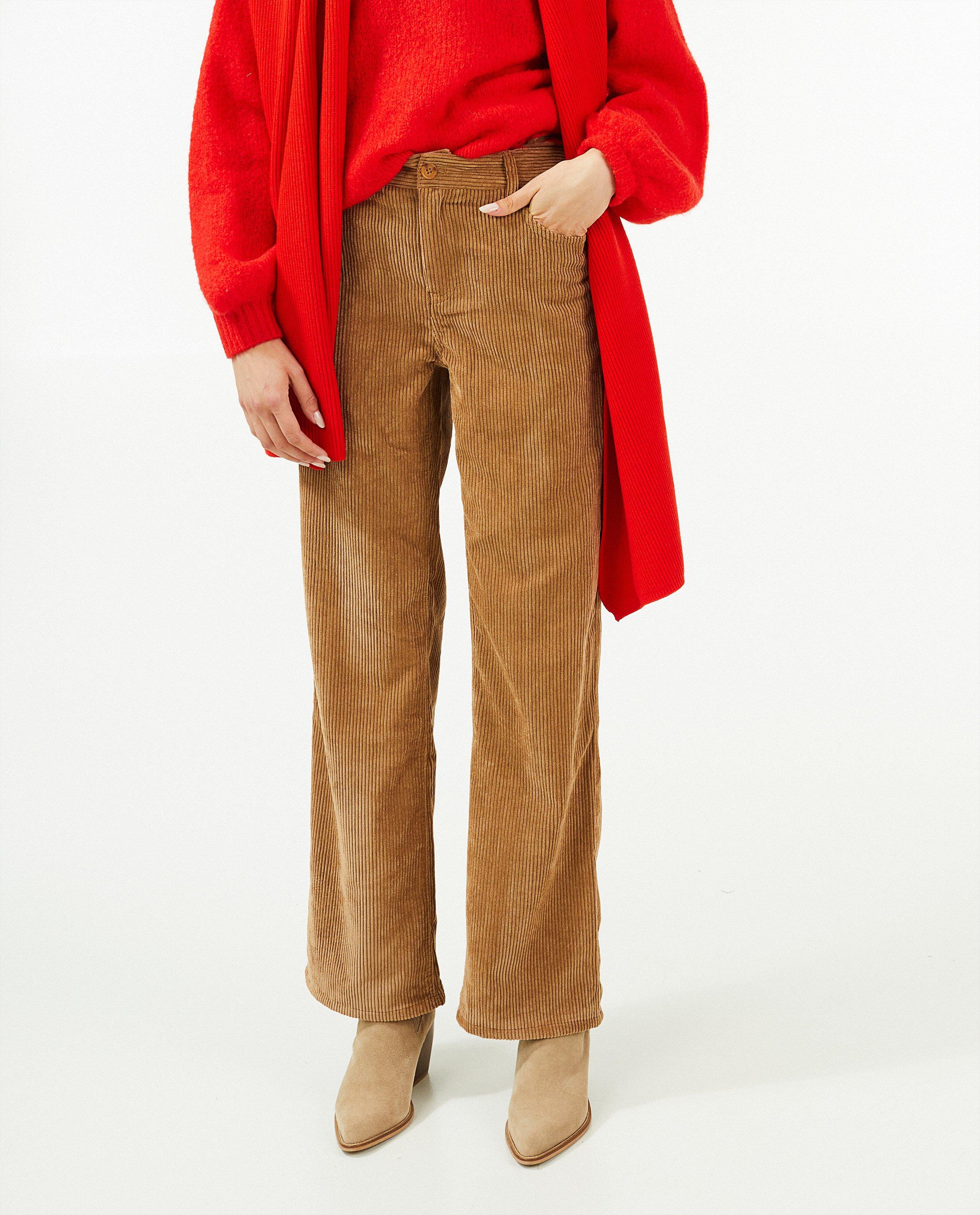 Pantalons - Pantalon en velours côtelé, coupe à jambes larges