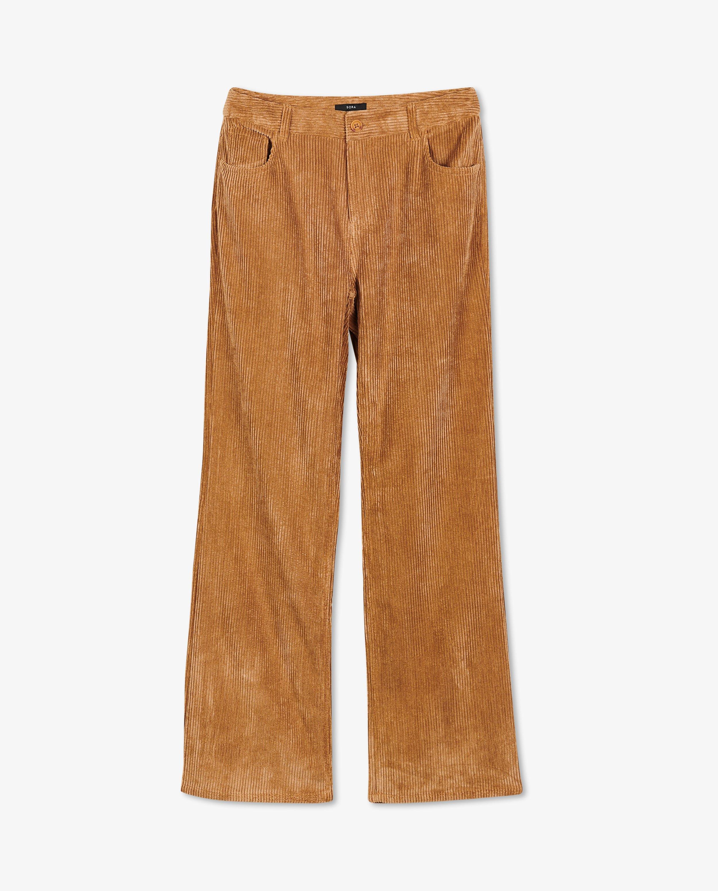 Pantalons - Pantalon en velours côtelé, coupe à jambes larges