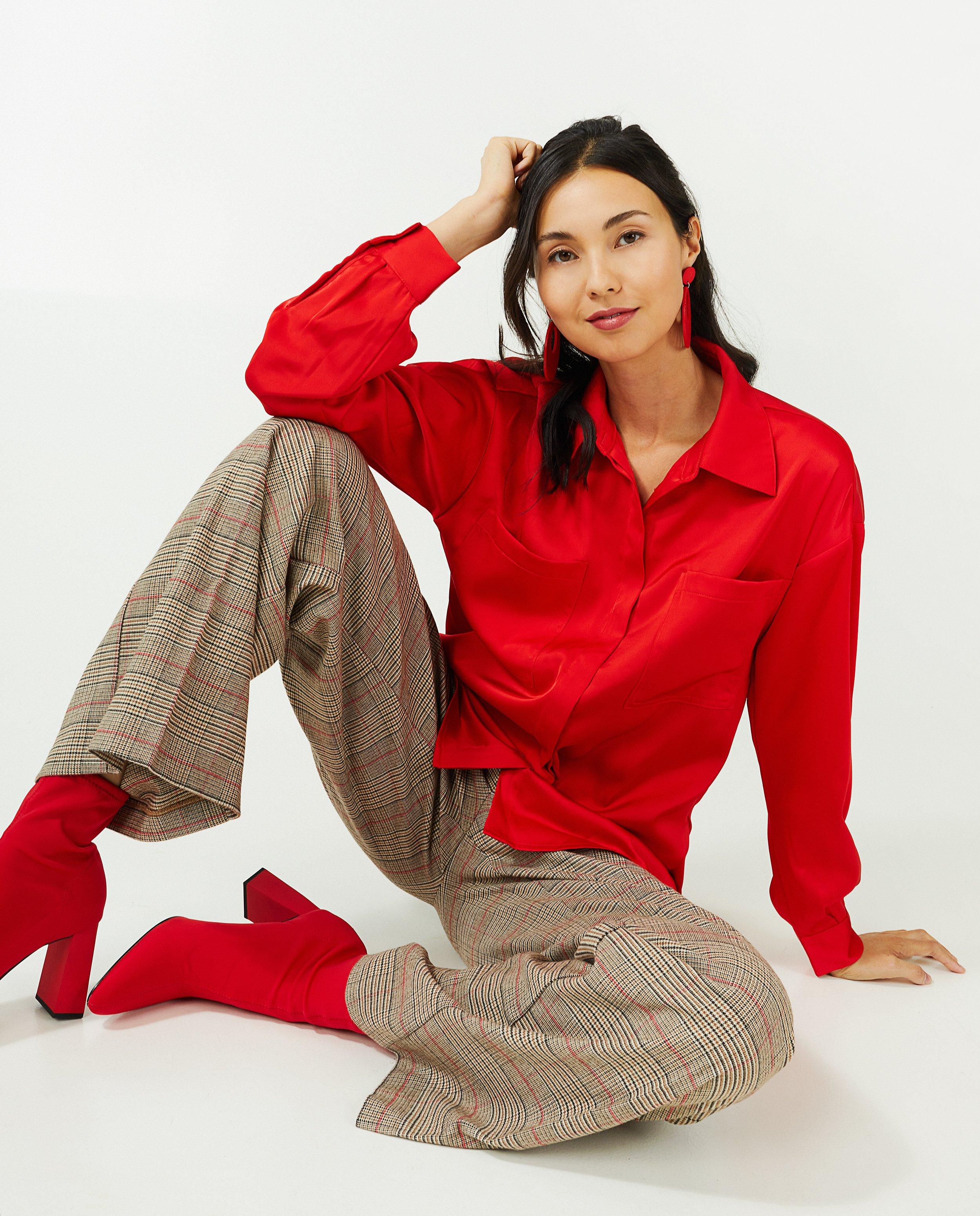 Pantalon à carreaux, coupe à jambes larges - null - Sora