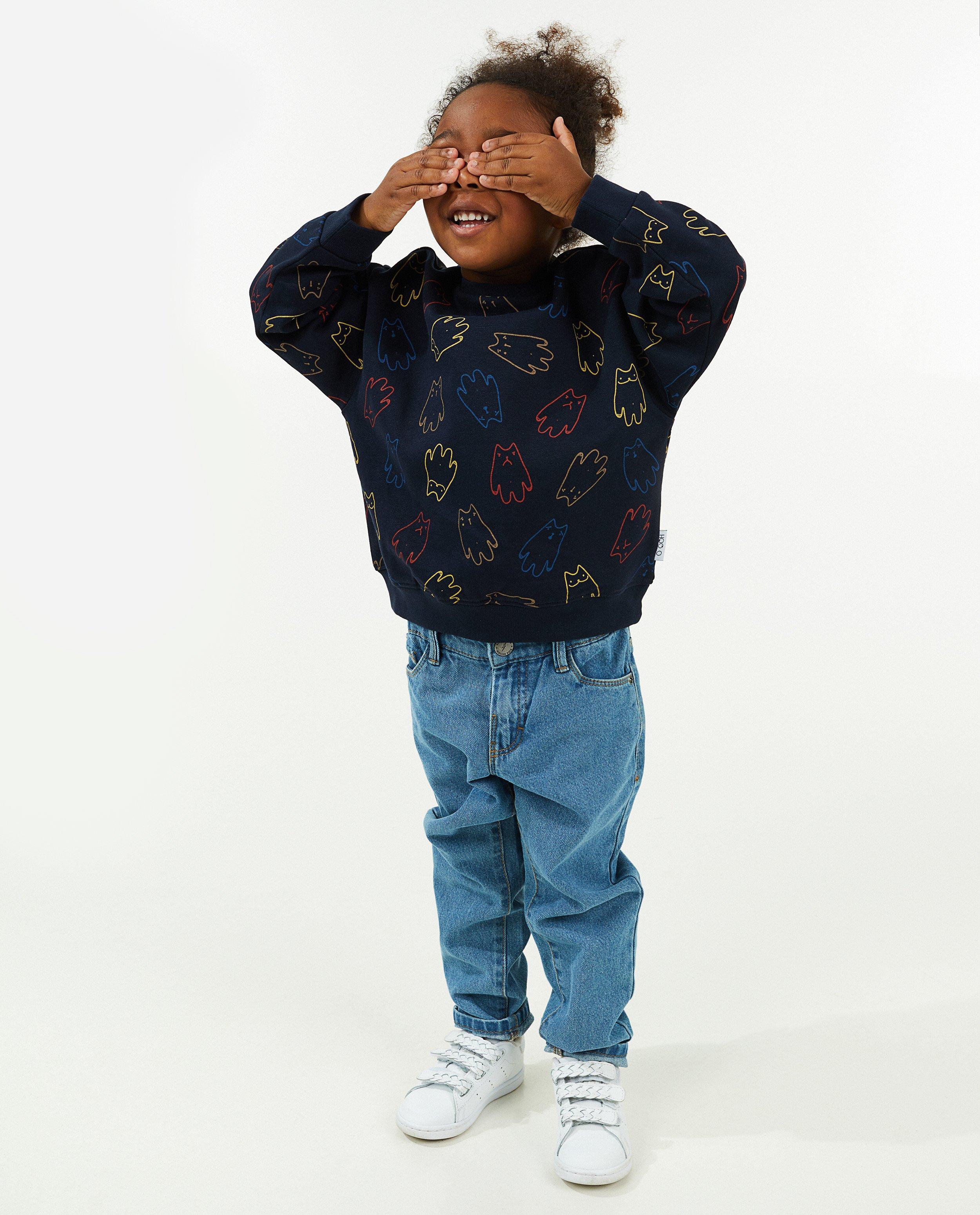 Sweaters - Blauwe sweater met print