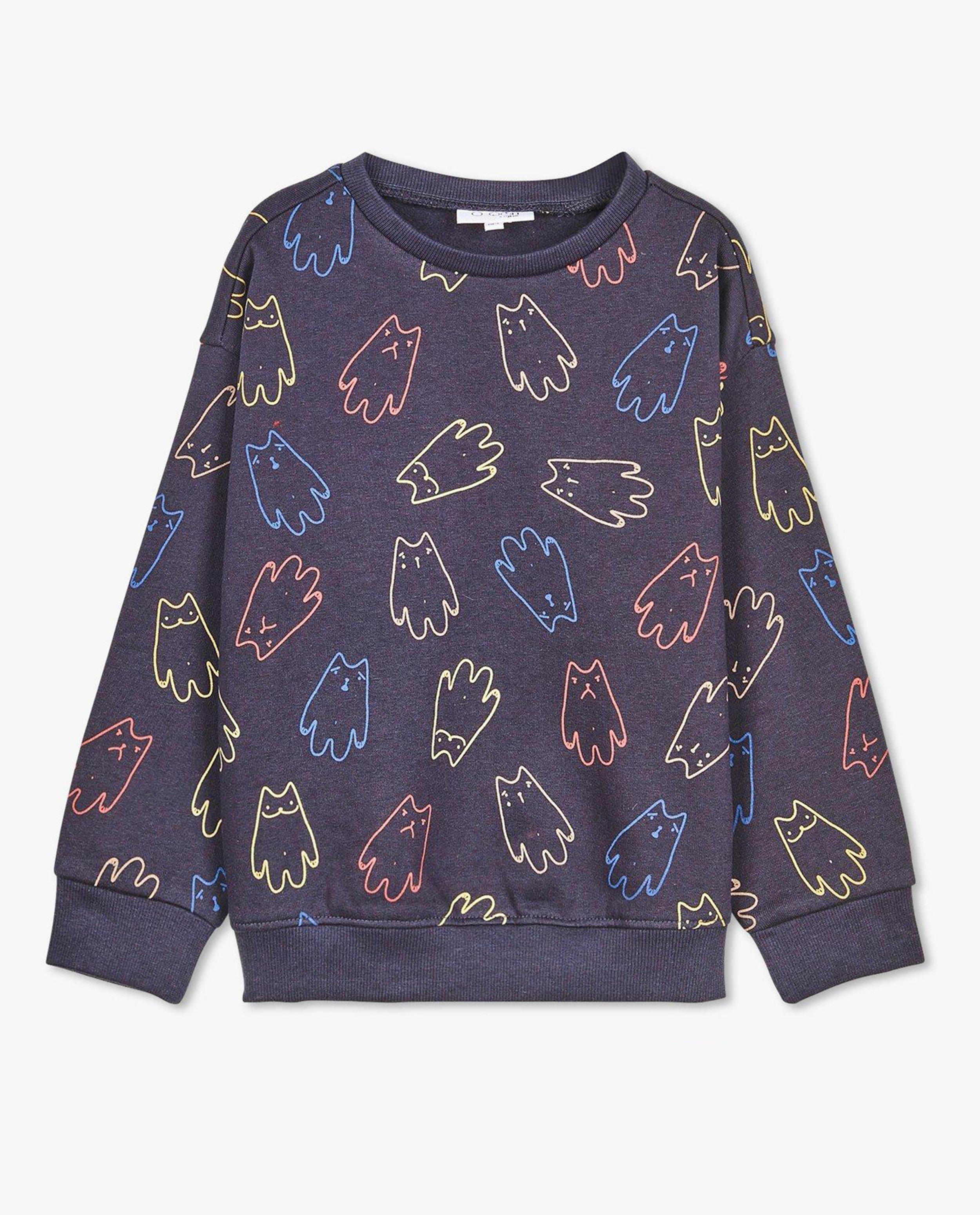 Sweaters - Blauwe sweater met print