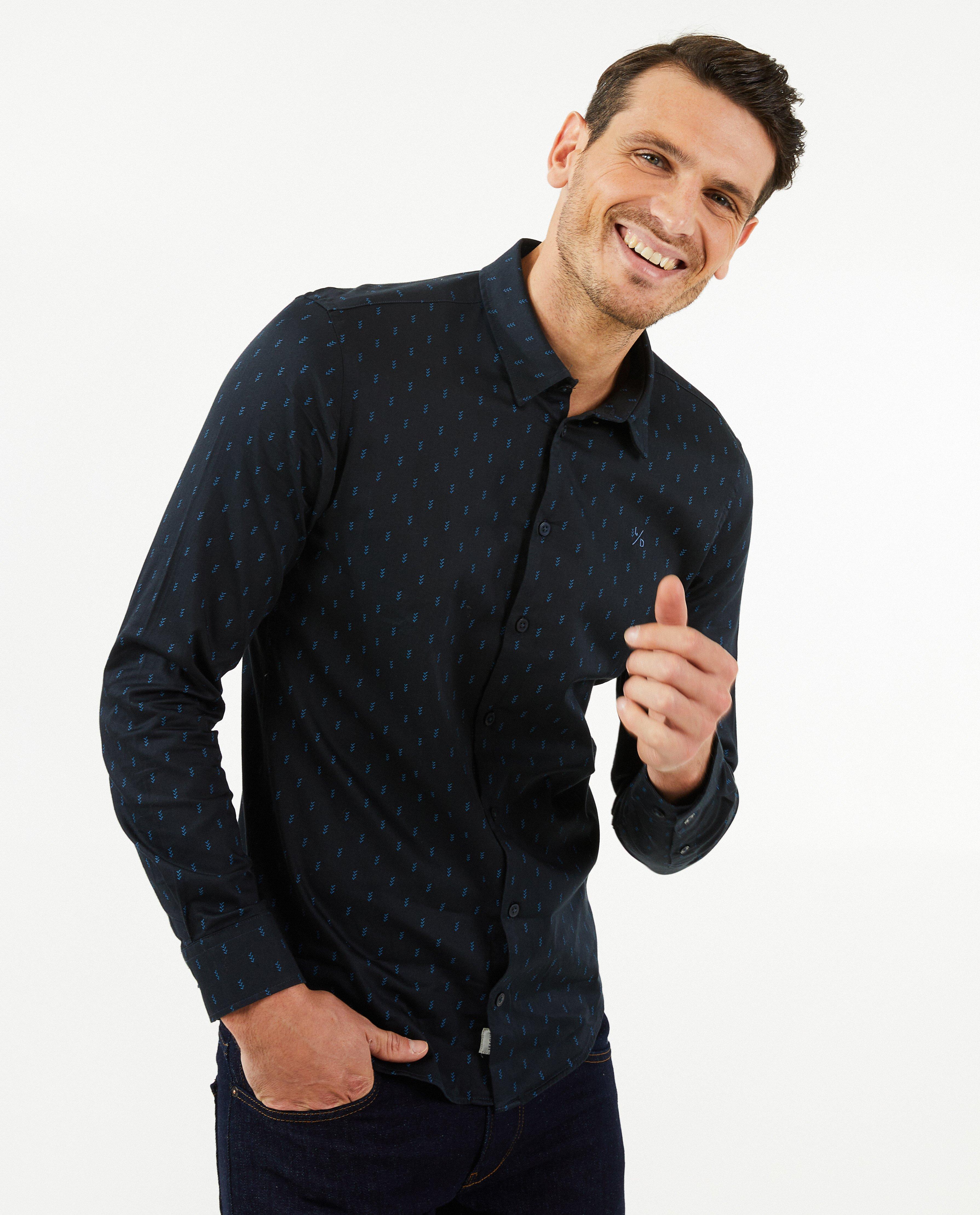 Hemden - Blauw hemd met print