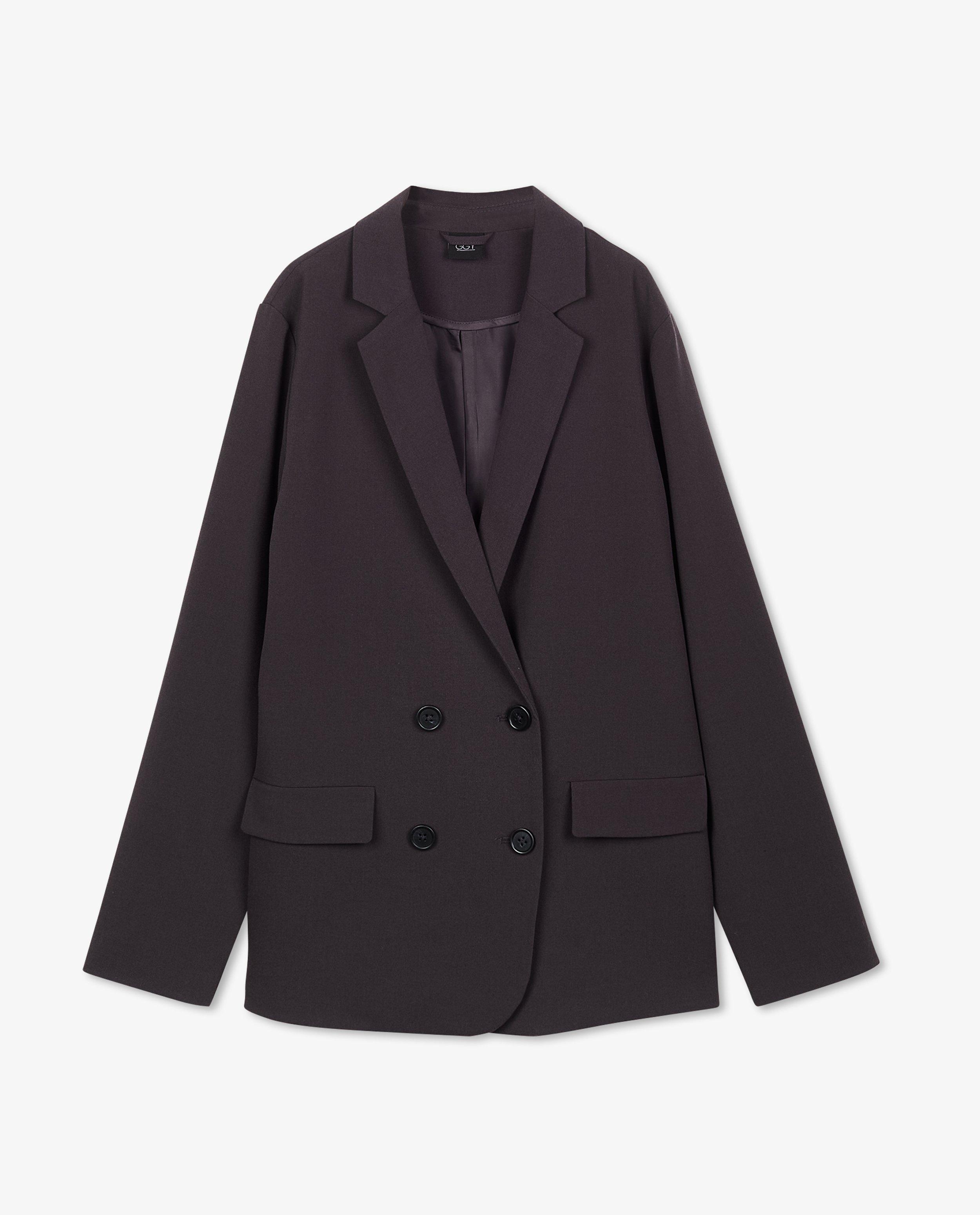 Blazers - Donkergrijze blazer, straight fit