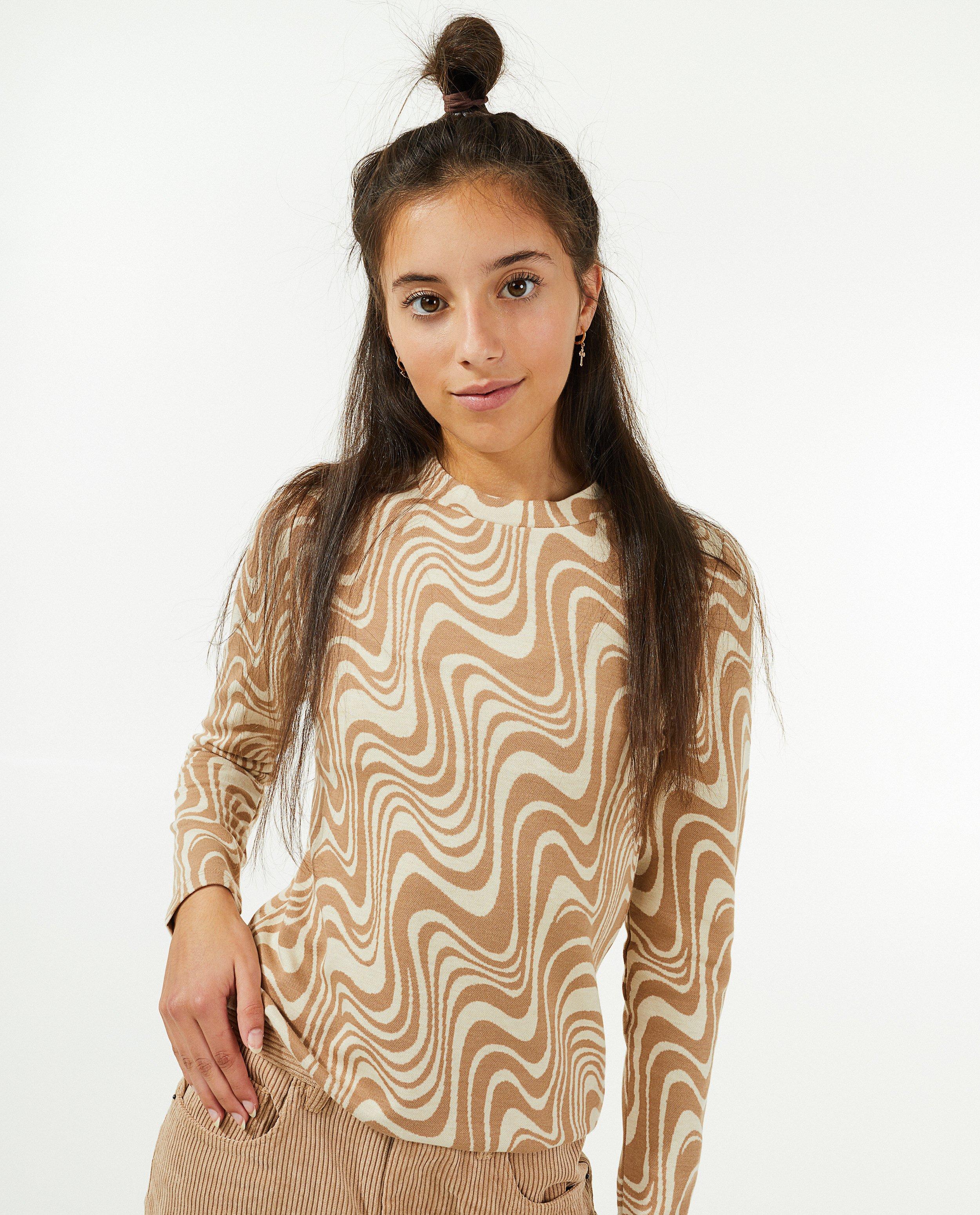 Sweaters - Bruine sweater met print
