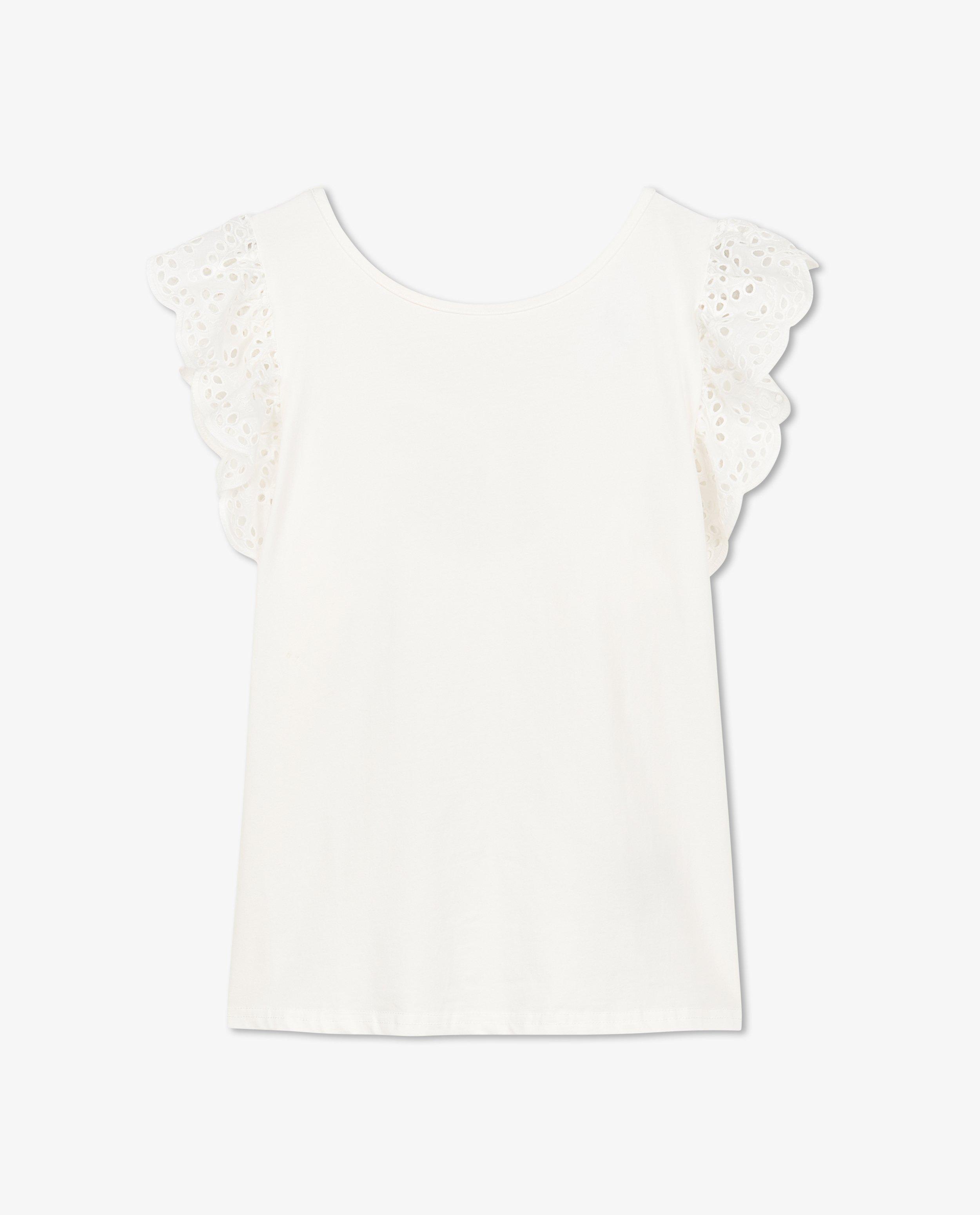 T-shirts - Witte blouse met broderie anglaise