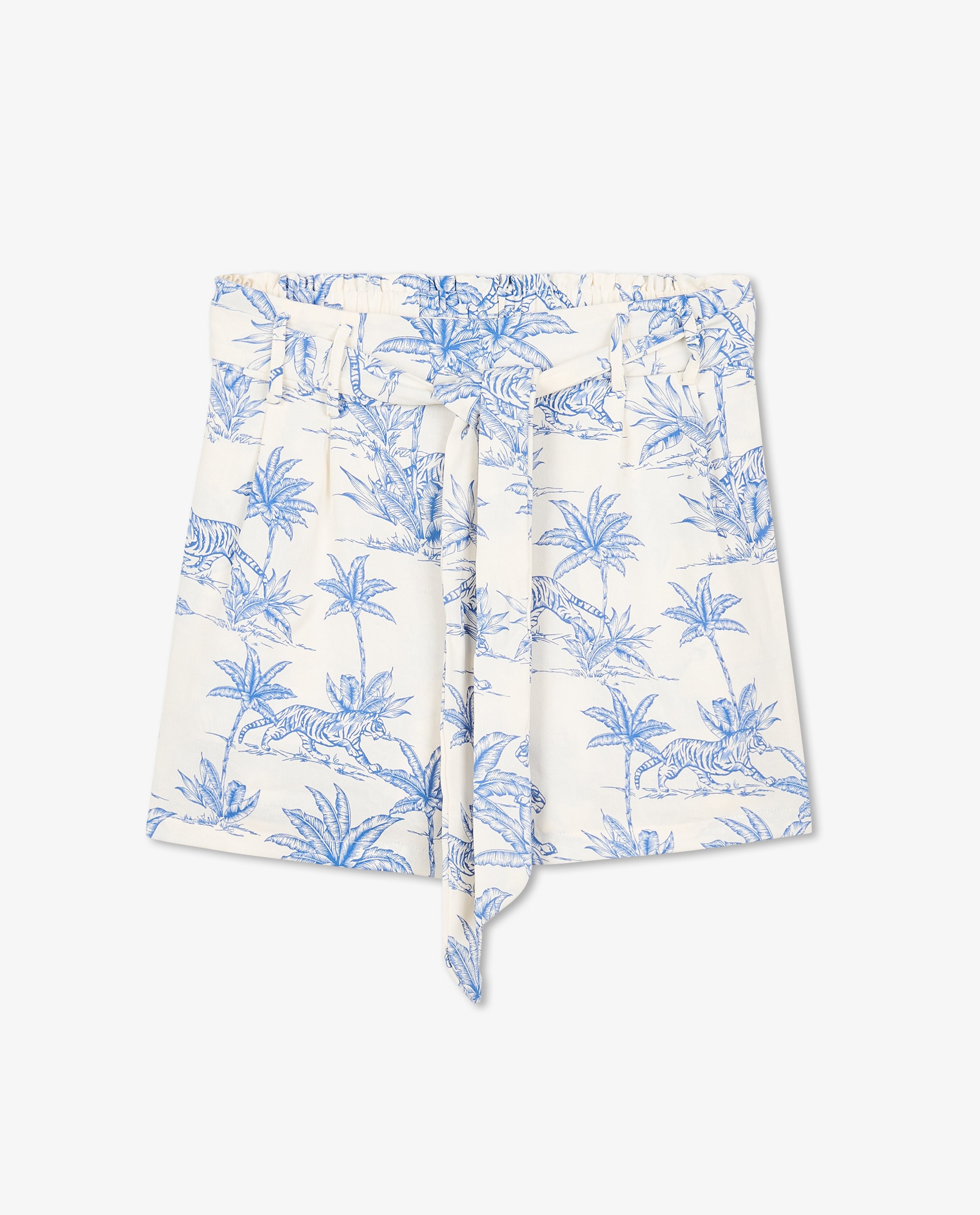 Shorts - Short blanc à imprimé tropical