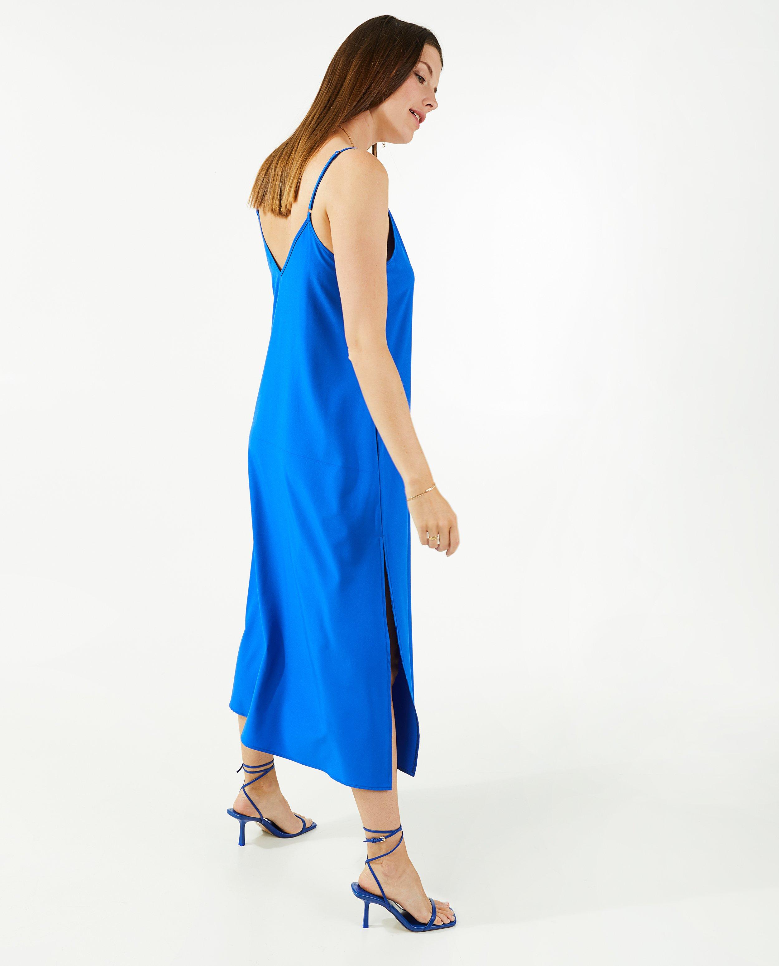 Kleedjes - Blauwe jurk met spaghettibandjes