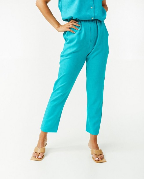 Pantalons - Pantalon turquoise à taille haute